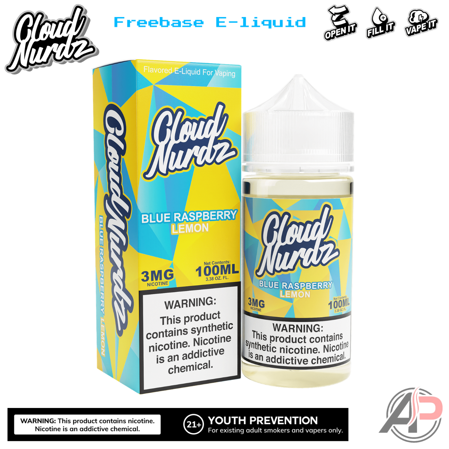 Cloud Nurdz Blue Raspberry Lemon E-Liquid 100mL