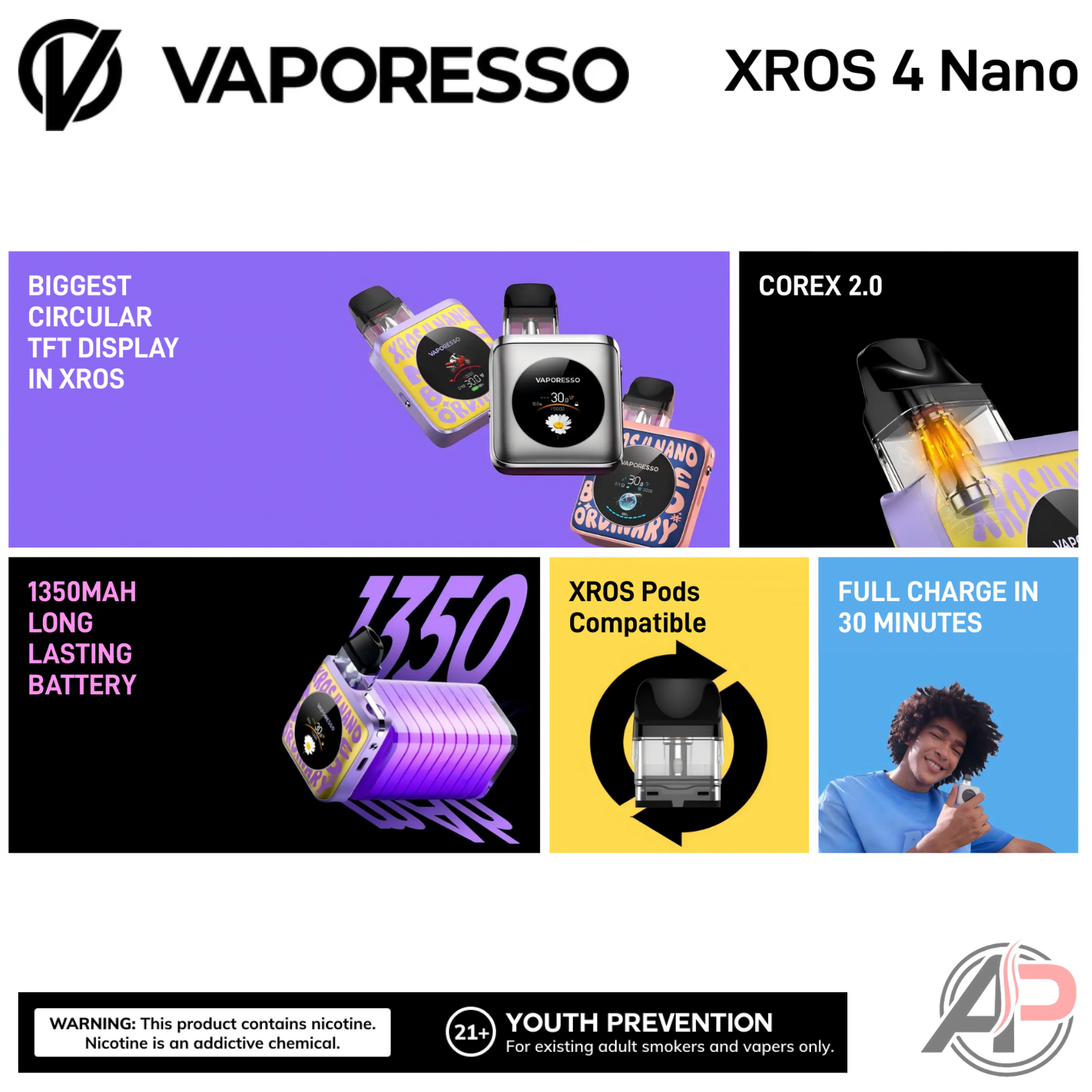 Vaporesso Xros 4 Nano Pod System Starter kit Device Apvs Vaporesso Xros 4 Nano Pod System Starter kit Device Apvs