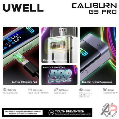 Uwell Caliburn G3 Pro Pod System Starter Kit Device