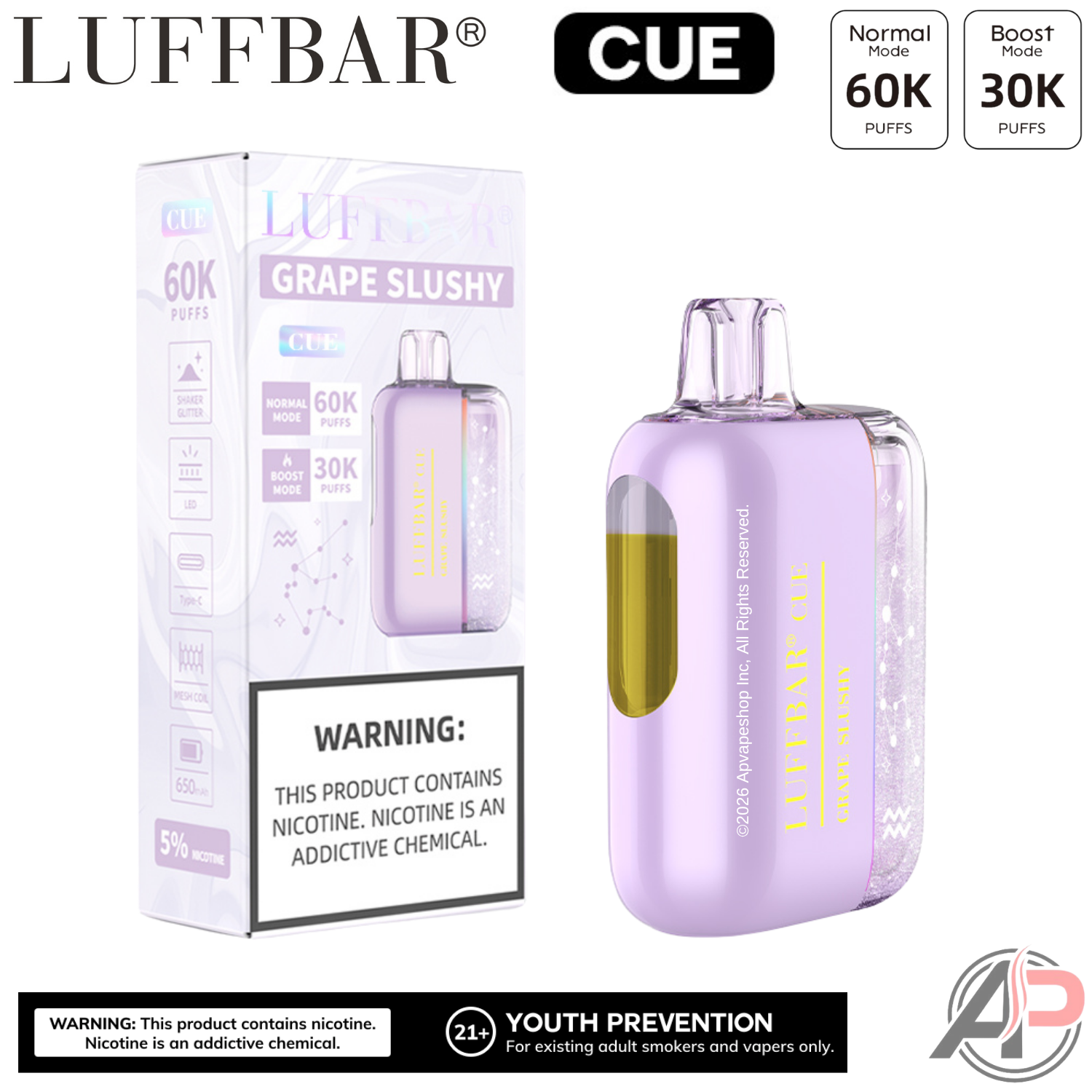 LuffBar Cue 60,000 Puffs Disposable Vape Device  Apvs