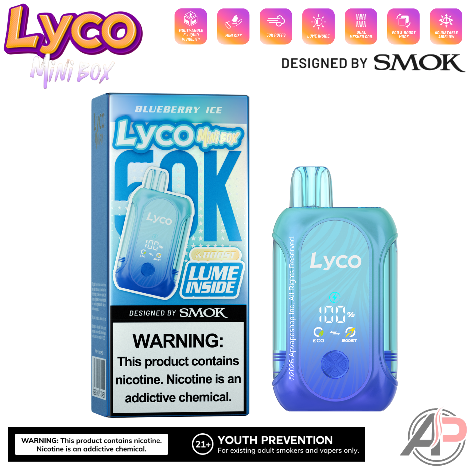 Lyco Mini Box 50,000 Puffs Disposable Vape Device Apvs Lyco Mini Box 50,000 Puffs Disposable Vape Device Apvs