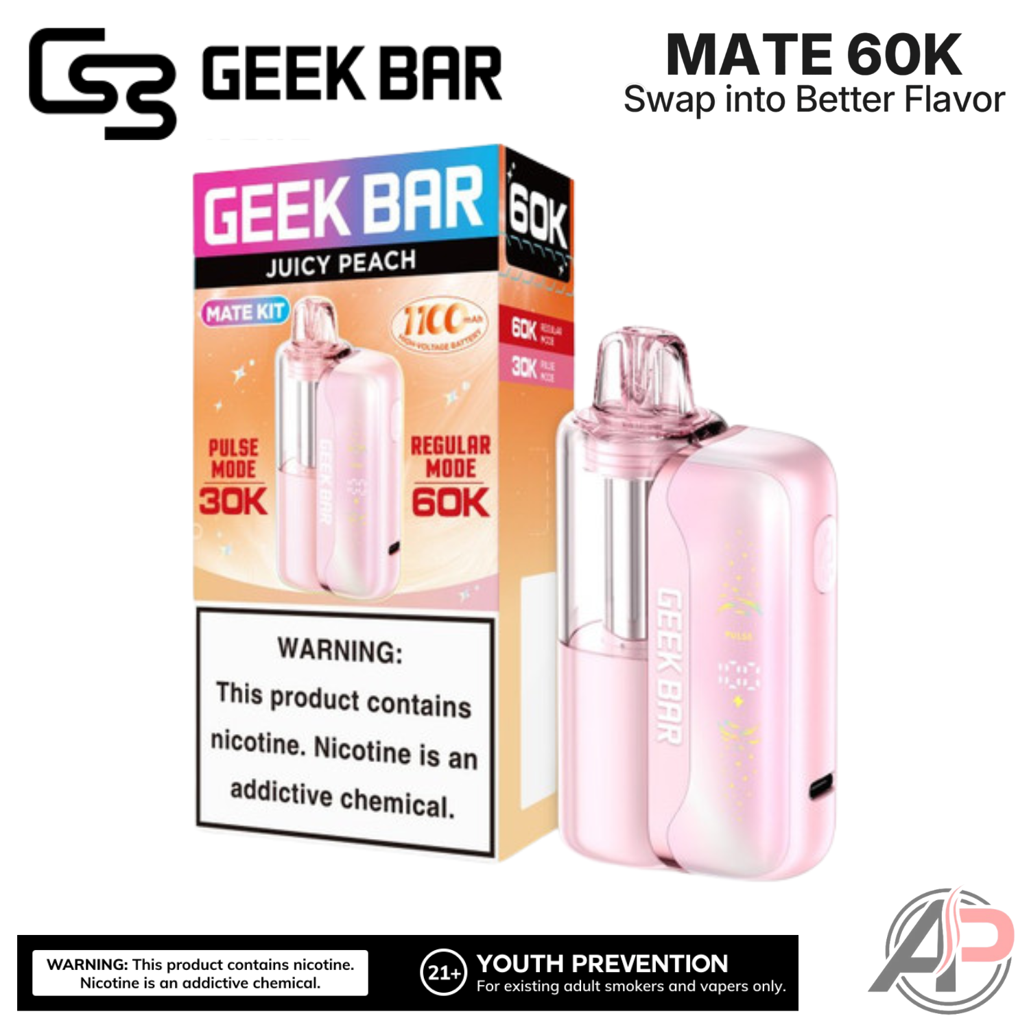 Geek Bar Mate 60,000 Puffs Disposable Vape Device Kit Apvs Geek Bar Mate 60,000 Puffs Disposable Vape Device Kit Apvs