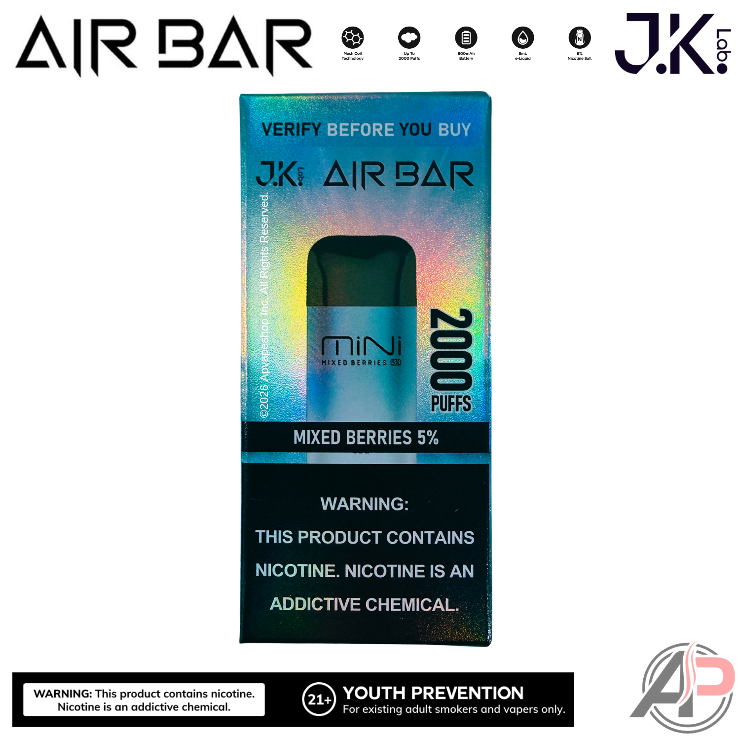 Air Bar Mini 2000 Puffs Disposable Vape Device