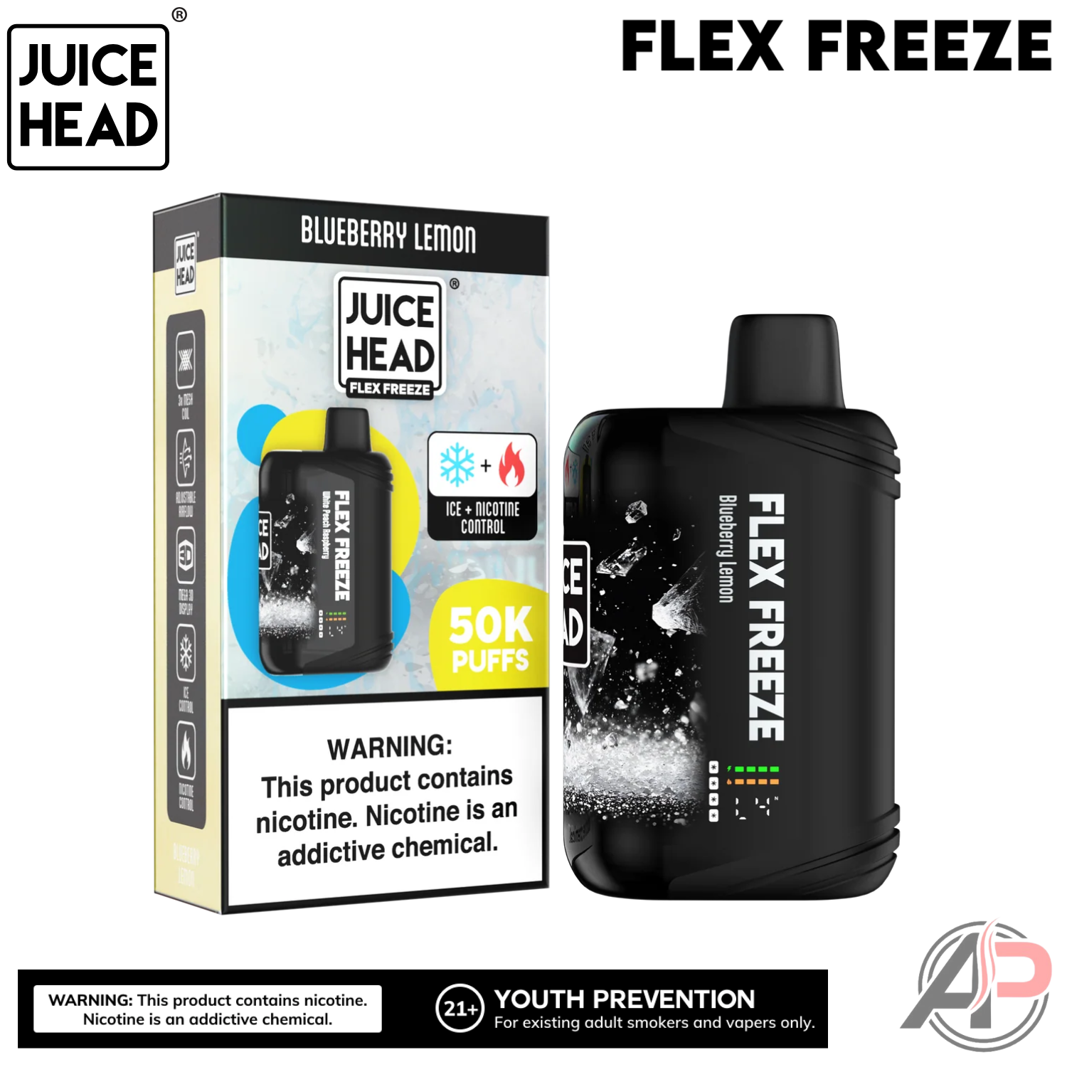 Juice Head Flex Freeze 50,000 Puffs Disposable Vape Device Apvs Juice Head Flex Freeze 50,000 Puffs Disposable Vape Device Apvs
