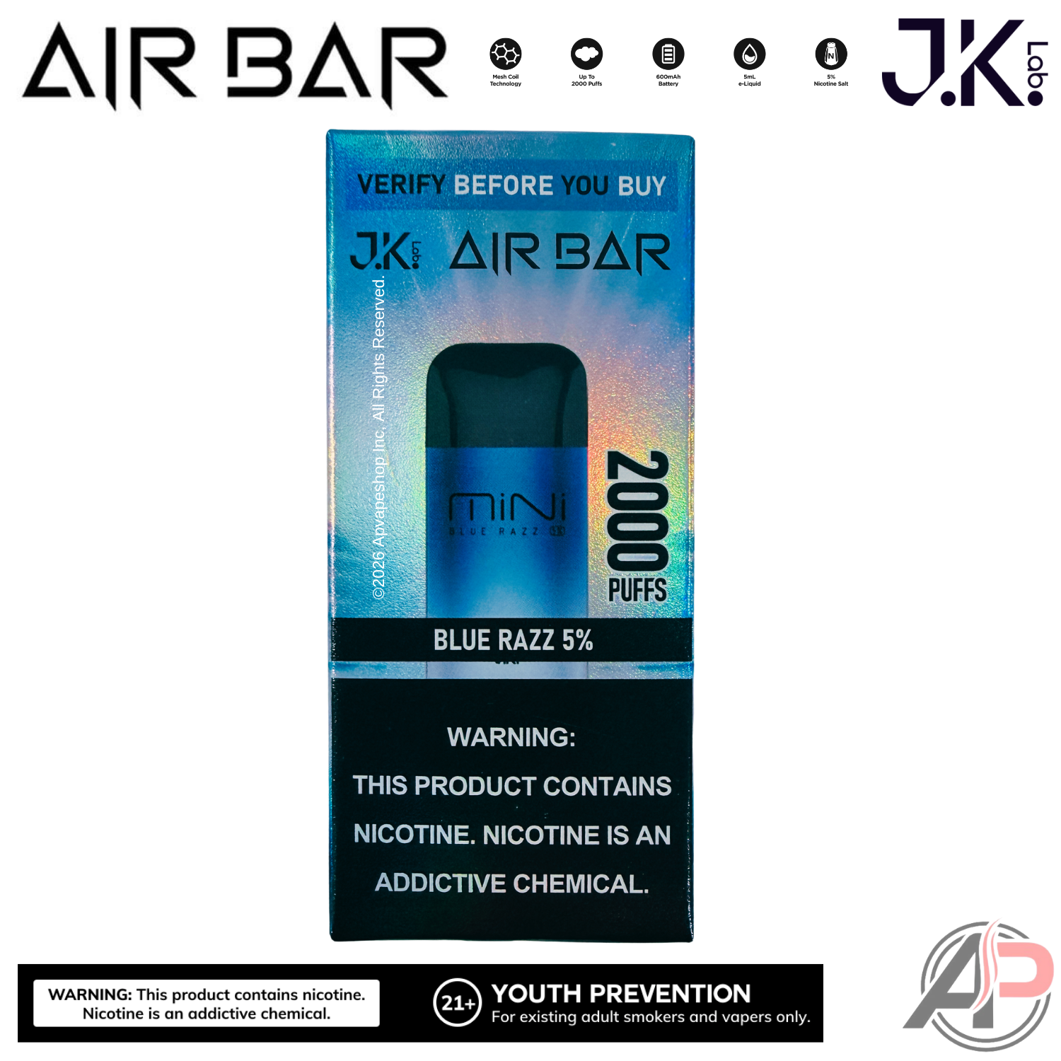 Air Bar Mini 2000 Puffs Disposable Vape Device