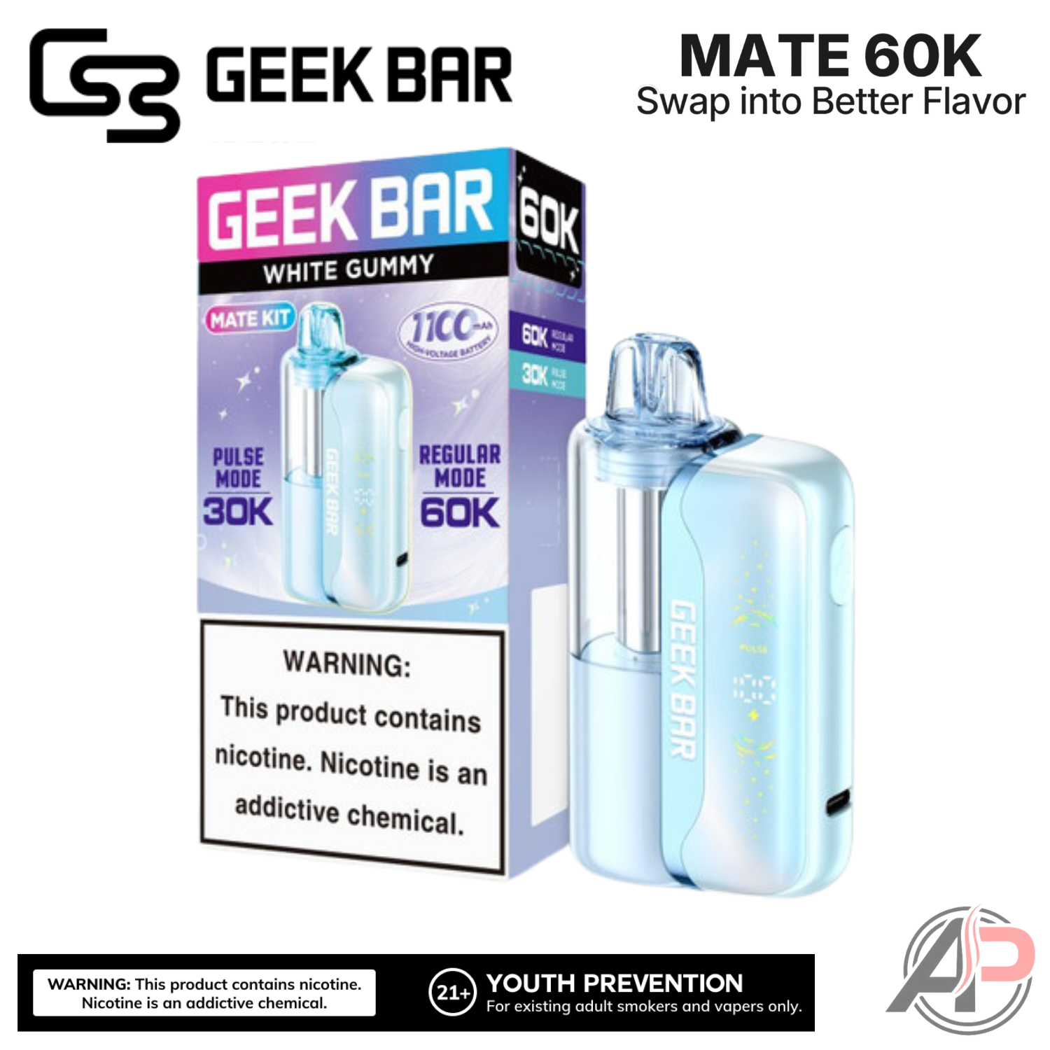 Geek Bar Mate 60,000 Puffs Disposable Vape Device Kit Apvs Geek Bar Mate 60,000 Puffs Disposable Vape Device Kit Apvs