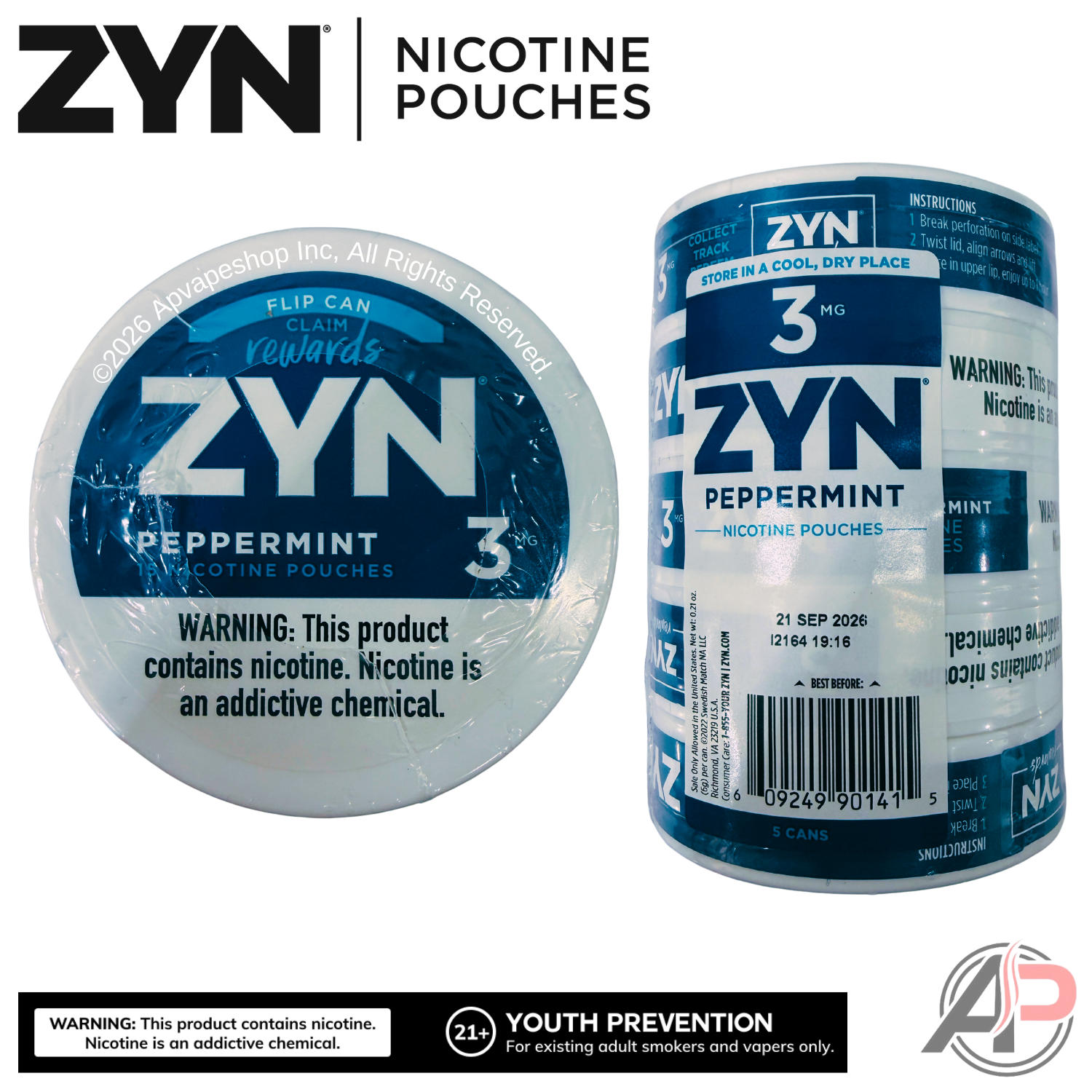 Zyn Nicotine Pouches Peppermint 3mg