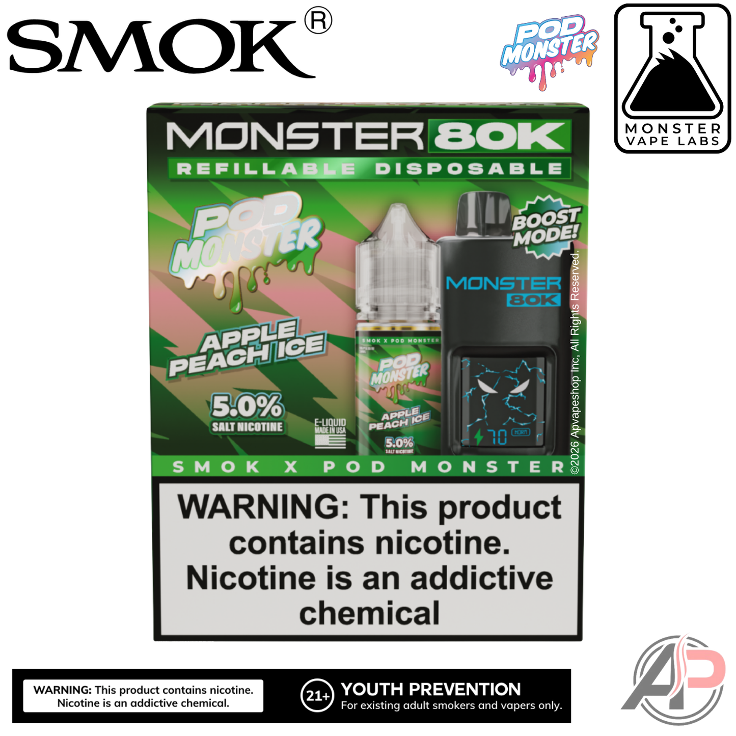 Smok Monster 80k Puffs Refillable Disposable Vape Device