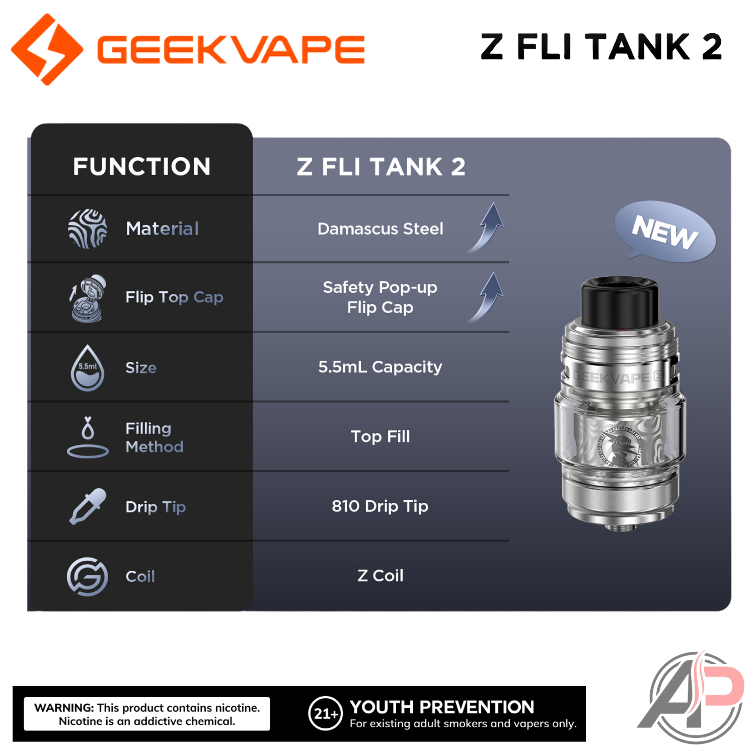 Geek Vape Z Zeus Fli 2 Tank Apvs Geek Vape Z Zeus Fli 2 Tank Apvs