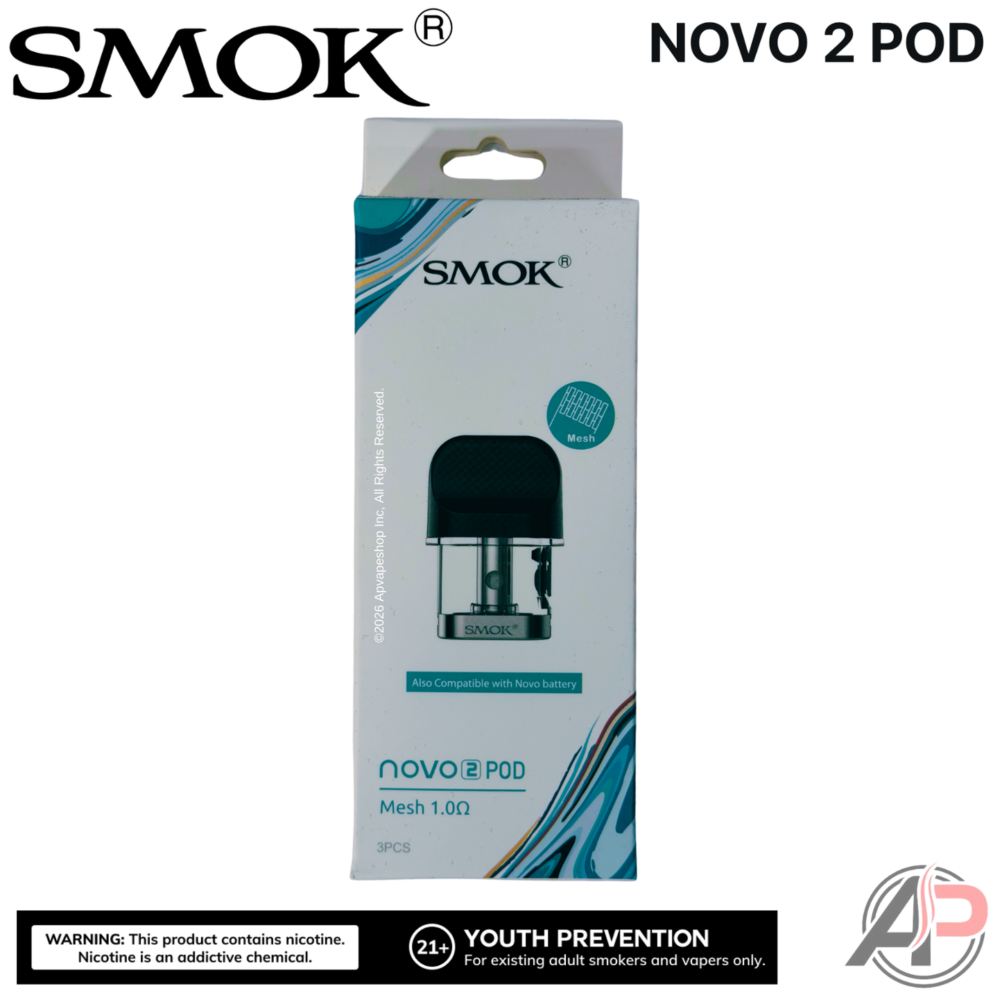 Smok Novo 2 Replacement Pods 3 Pack Smok Novo 2 Mesh 1.0ohm Pods 2mL