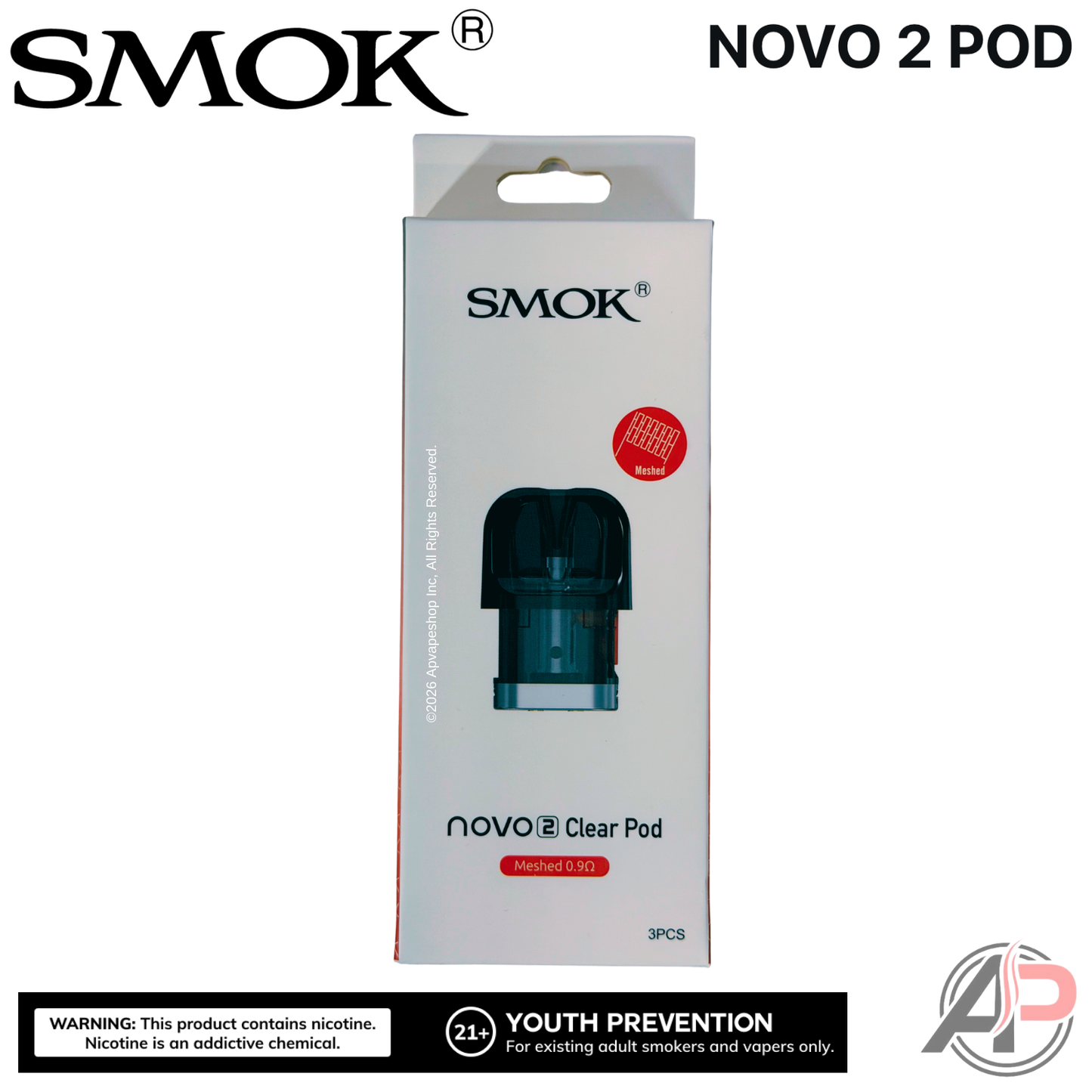 Smok Novo 2 Replacement Pods 3 Pack Smok Novo 2 Mesh 0.9ohm Clear Pods 2mL