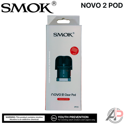 Smok Novo 2 Replacement Pods 3 Pack Smok Novo 2 Mesh 0.9ohm Clear Pods 2mL