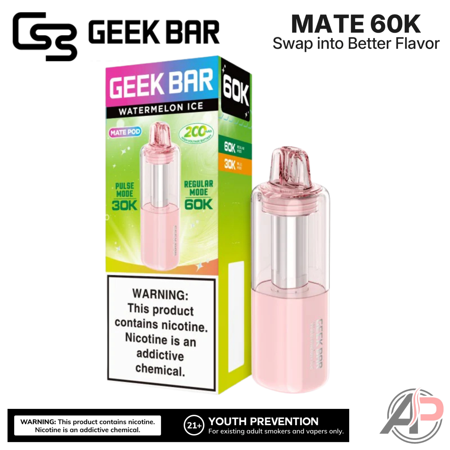 Geek Bar Mate 60,000 Puffs Disposable Vape Device Kit Apvs Geek Bar Mate 60,000 Puffs Disposable Vape Device Kit Apvs