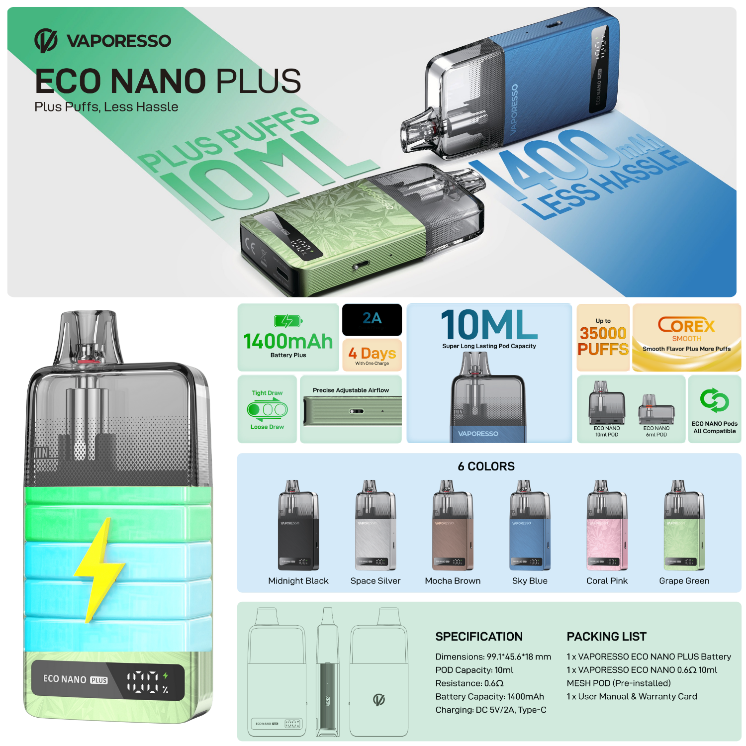 Vaporesso Eco Nano Plus Pod System Starter Kit Device Apvs Vaporesso Eco Nano Plus Pod System Starter Kit Device Apvs