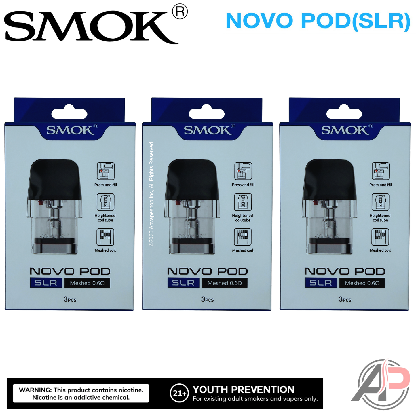 Smok Novo SLR Replacement Pods 3 Pack Apvs Smok Novo SLR Replacement Pods 3 Pack Apvs