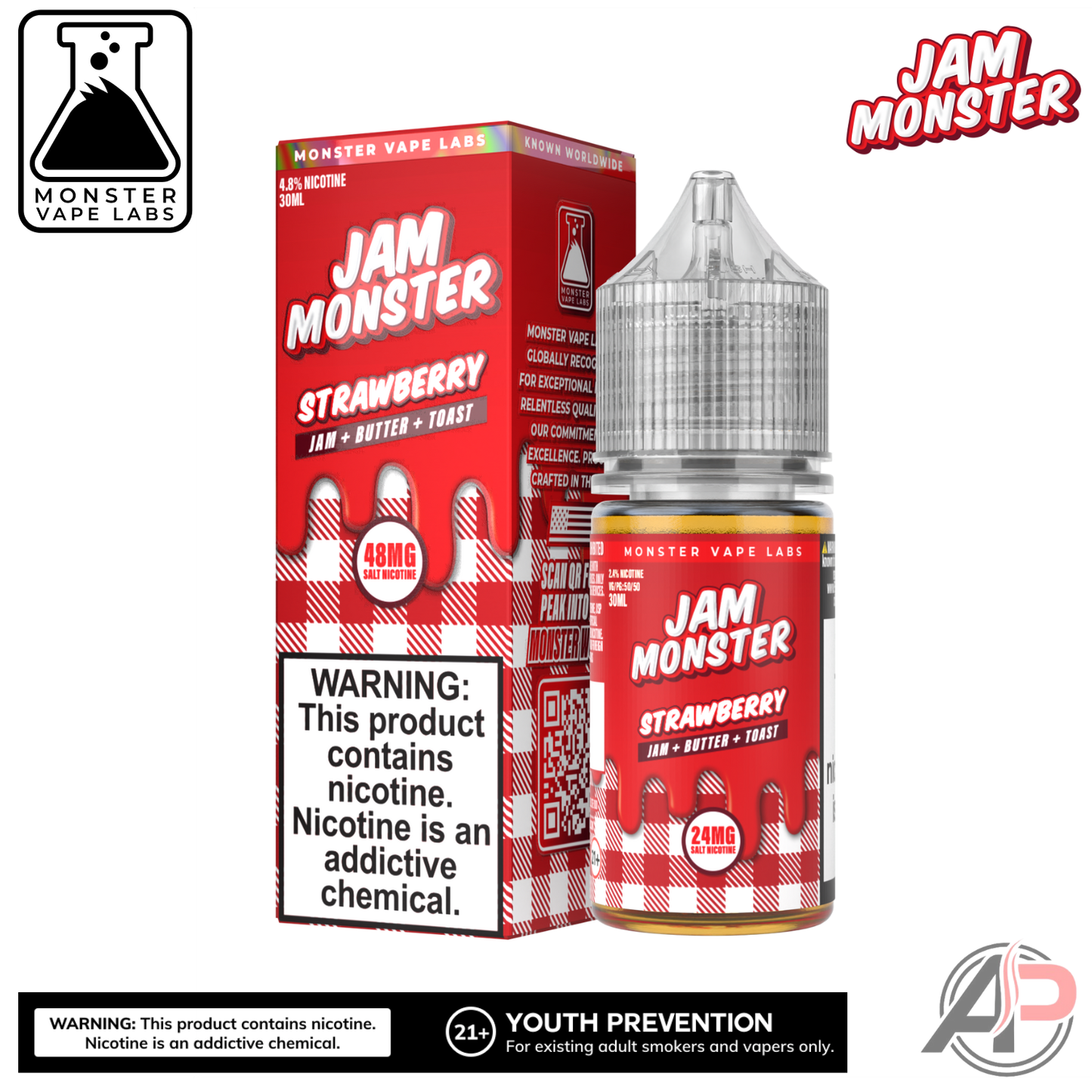 Strawberry E-Liquid By Jam Monster Vape Labs 100mL