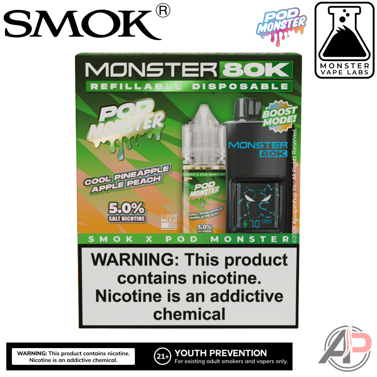 Smok Monster 80k Puffs Refillable Disposable Vape Device
