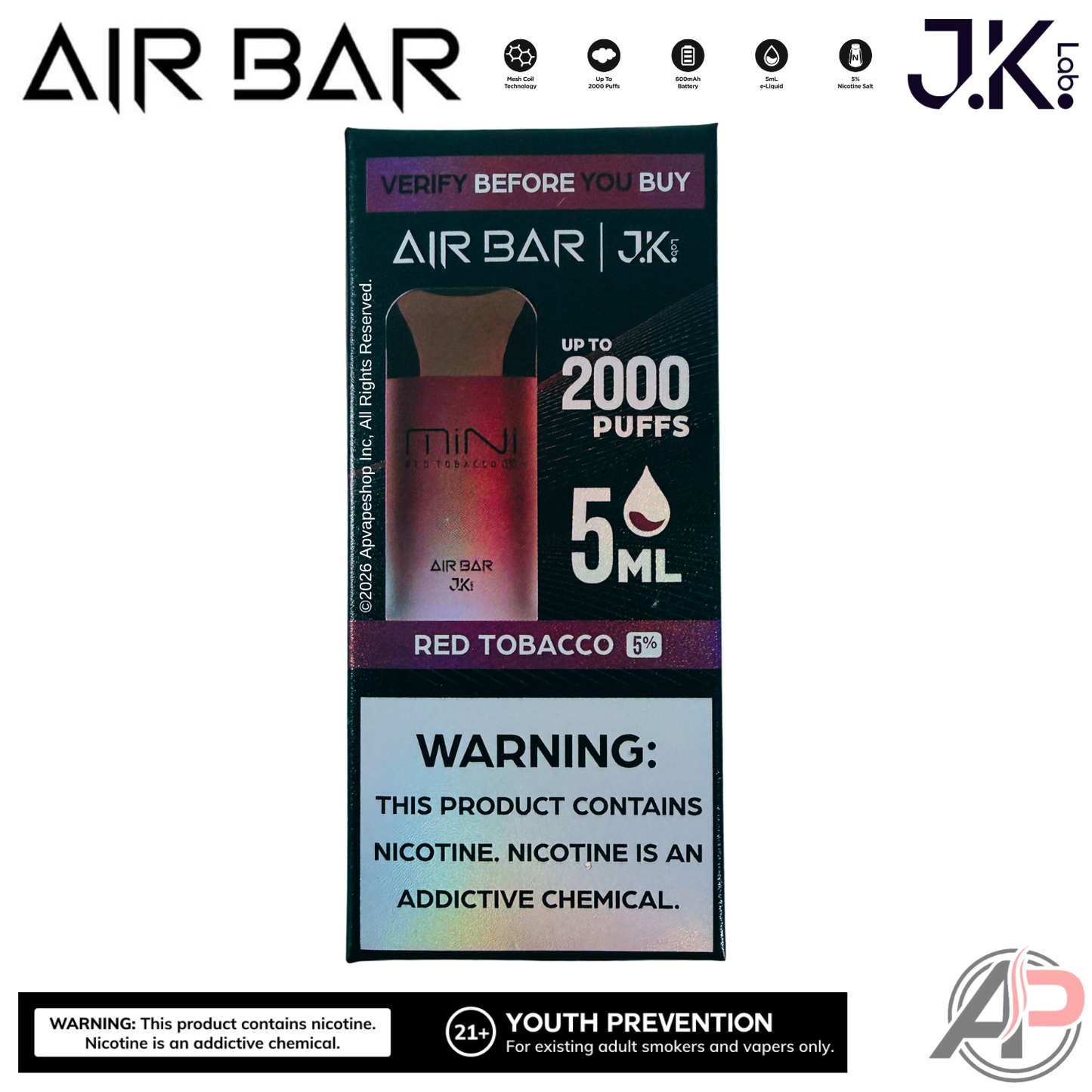 Air Bar Mini 2000 Puffs Disposable Vape Device