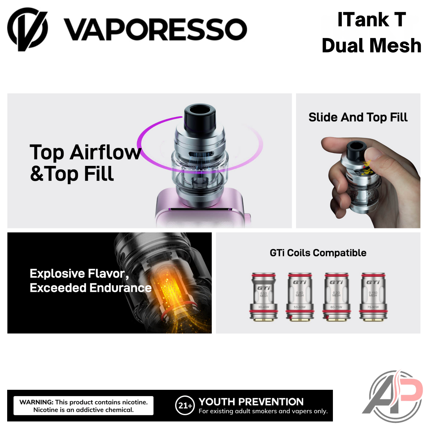 Vaporesso iTank T Dual Mesh Vape Tank Apvs Vaporesso iTank T Dual Mesh Vape Tank Apvs