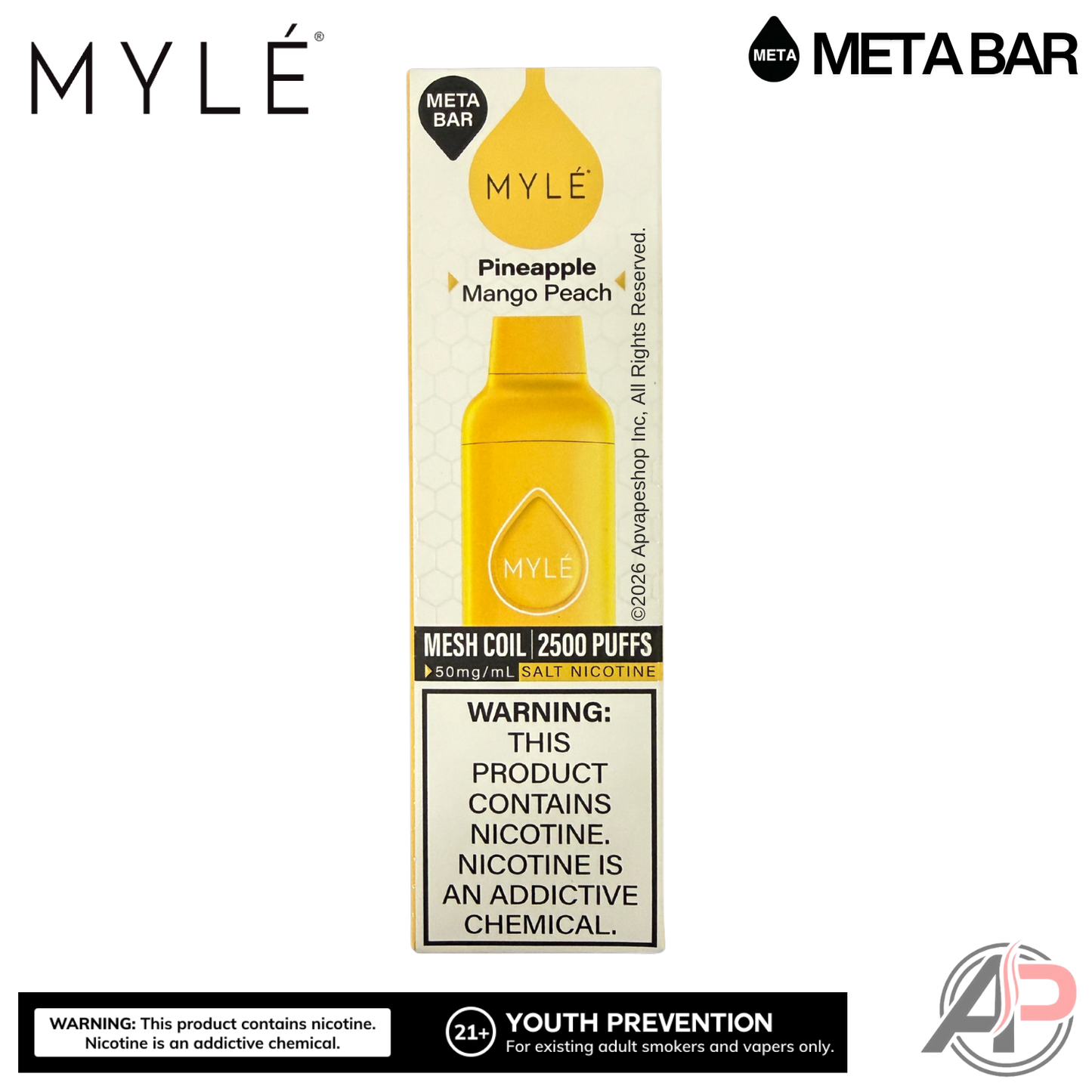 Myle Meta Bar Vape 2500 Puffs Vape Disposable Device