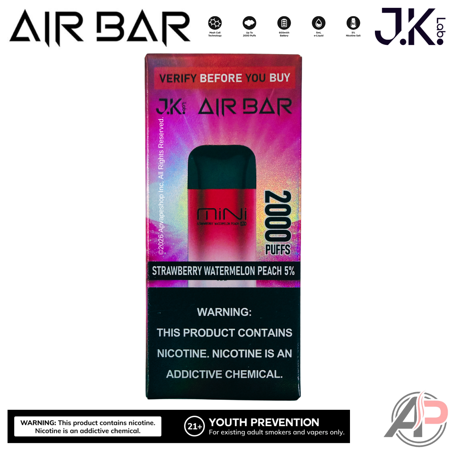 Air Bar Mini 2000 Puffs Disposable Vape Device