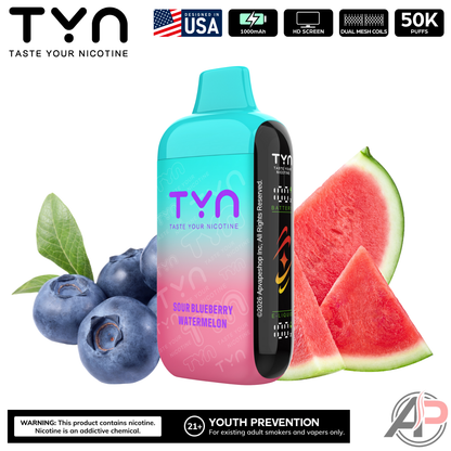 Tyn 50000 Puffs Disposable Vape Device Sour Blueberry Watermelon