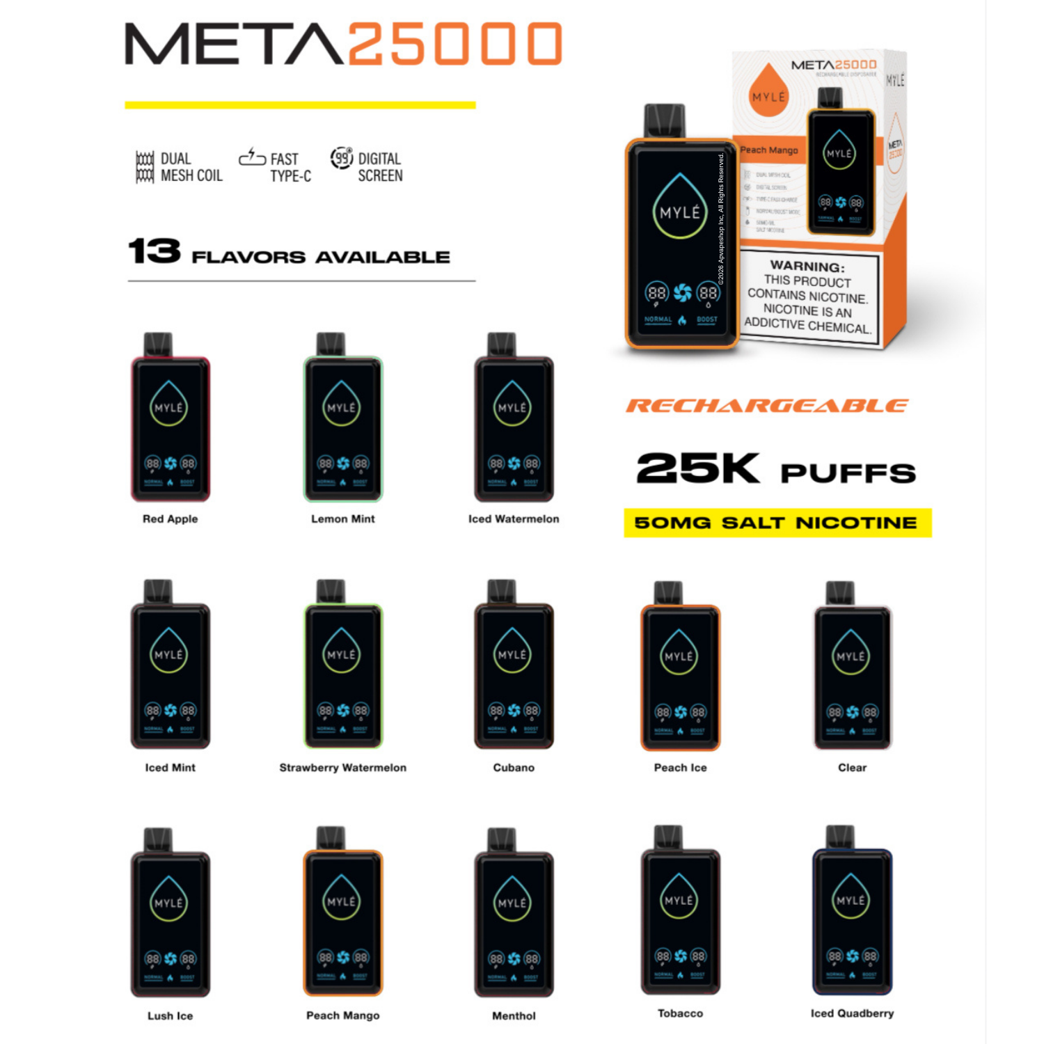 Myle Meta 25,000 Puffs Disposable Vape Device Apvs Myle Meta 25,000 Puffs Disposable Vape Device Apvs