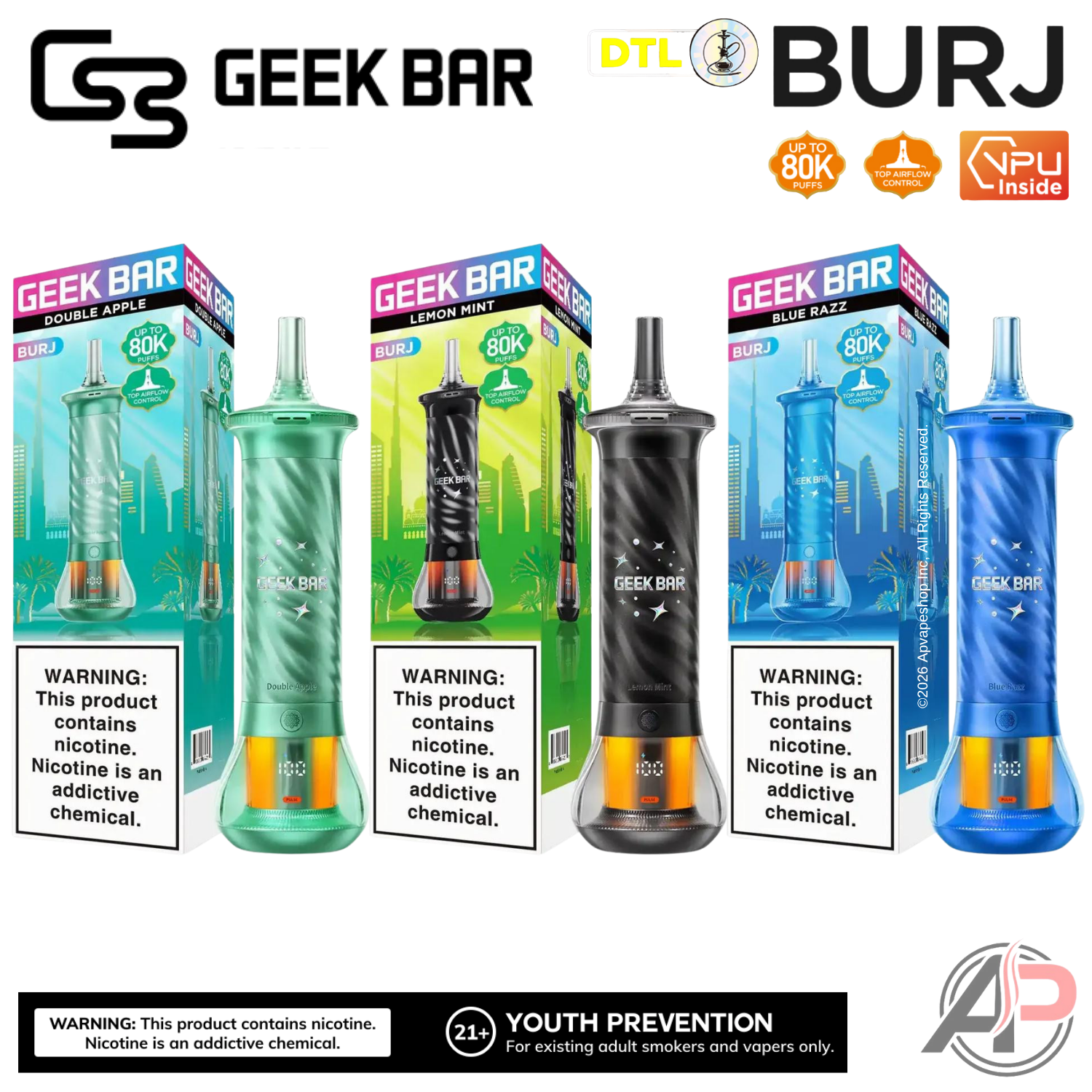 Geek Bar Burj 80K Puffs Hookah Disposable Vape Device