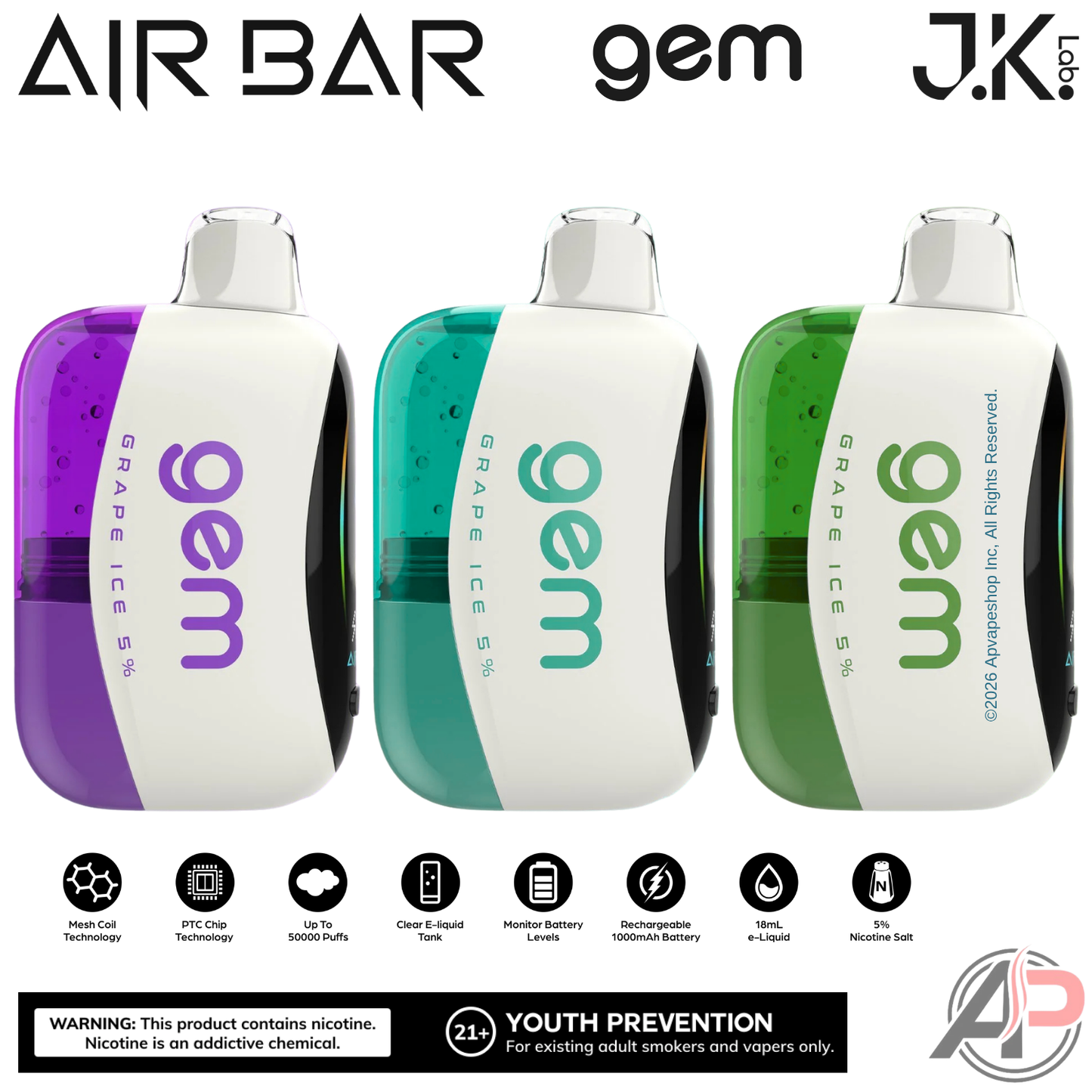 Air Bar Gem 50k Puffs Disposable Vape Device