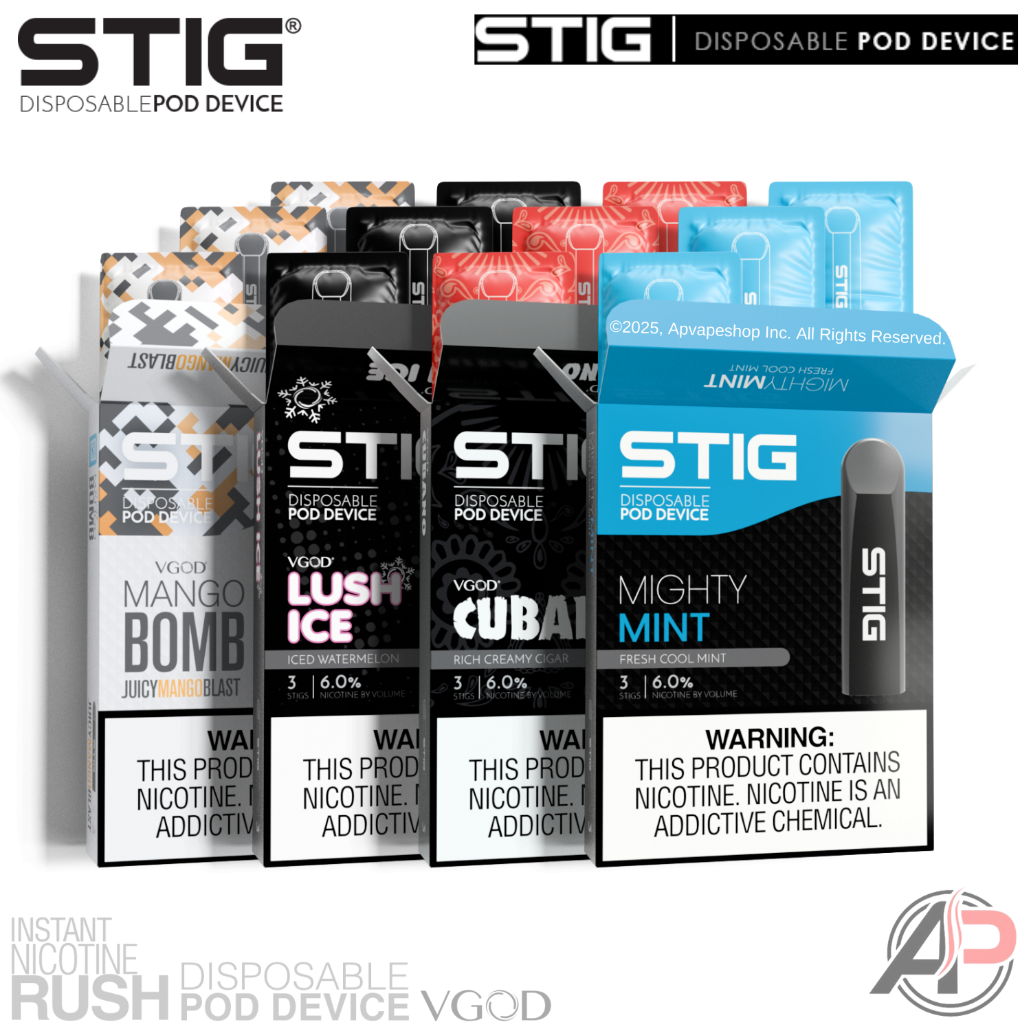 Vgod Stig Disposable Vape Device 3 Pack