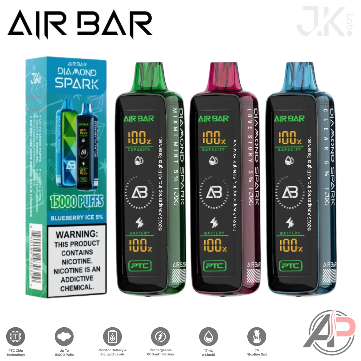 Air Bar Diamond Spark 15000 Puffs Disposable Vape Apvs Air Bar Diamond Spark 15000 Puffs Disposable Vape Apvs