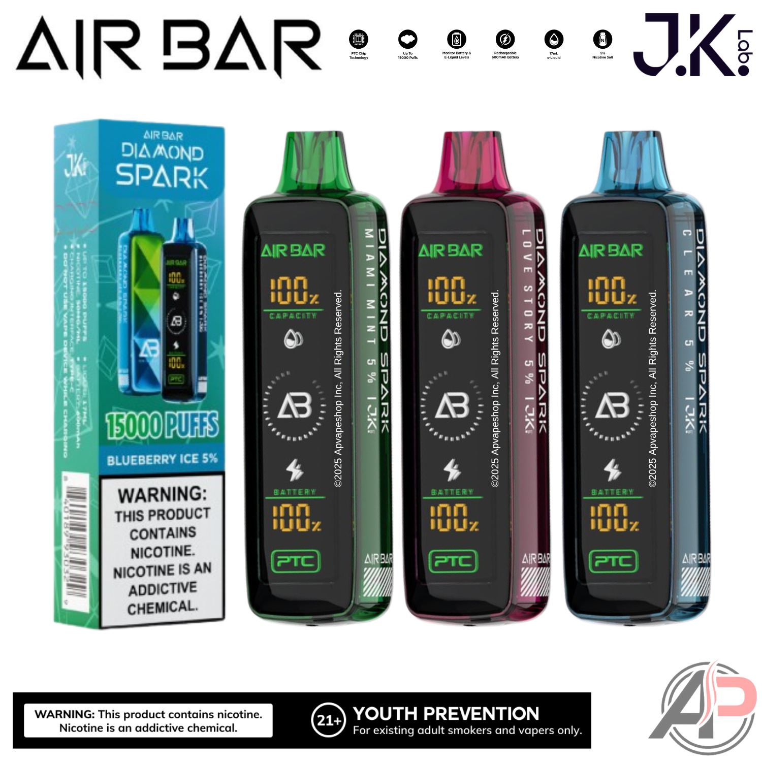 Air Bar Diamond Spark 15000 Puffs Disposable Vape Device