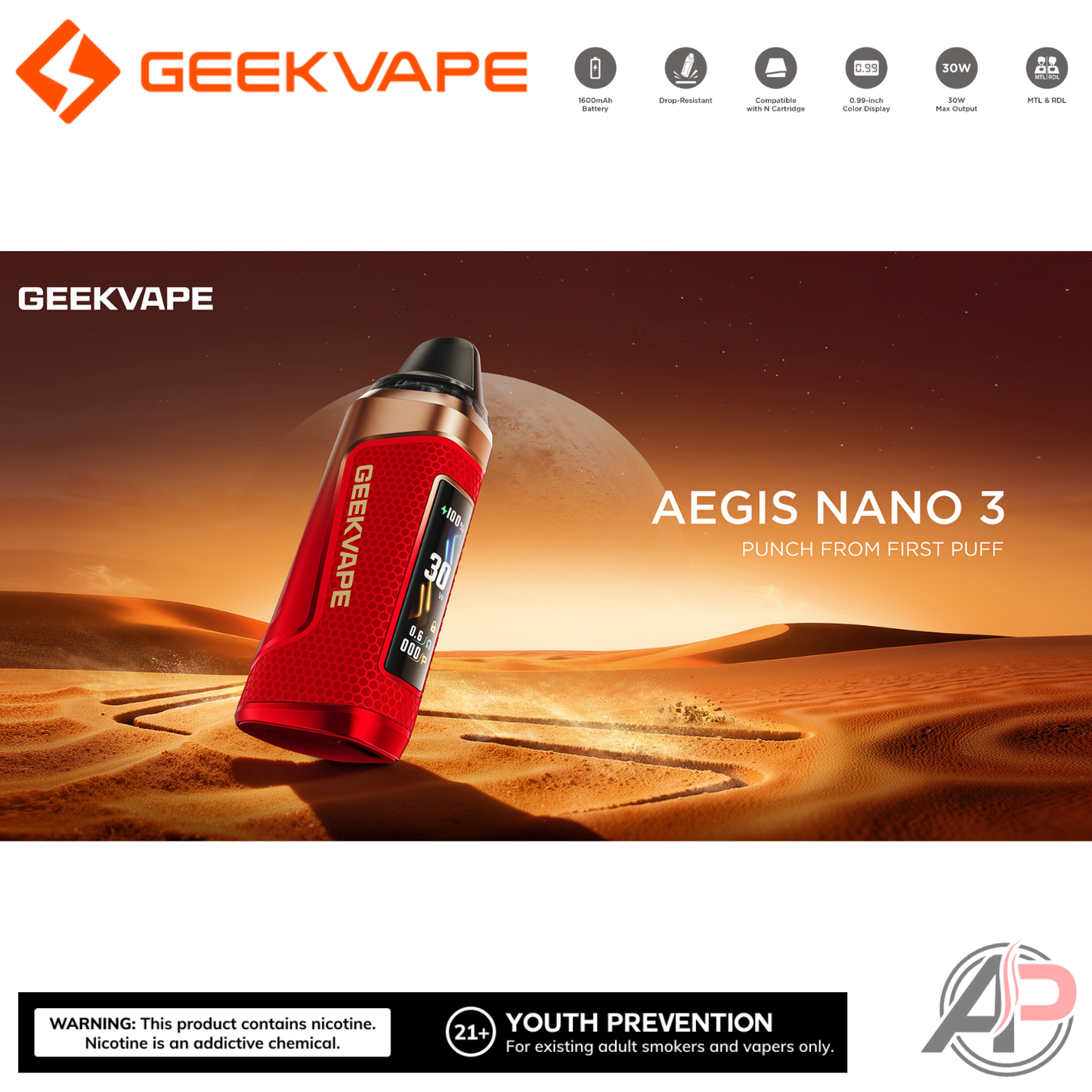 Geek Vape Aegis Nano 3 30w Pod System Starter Kit Device