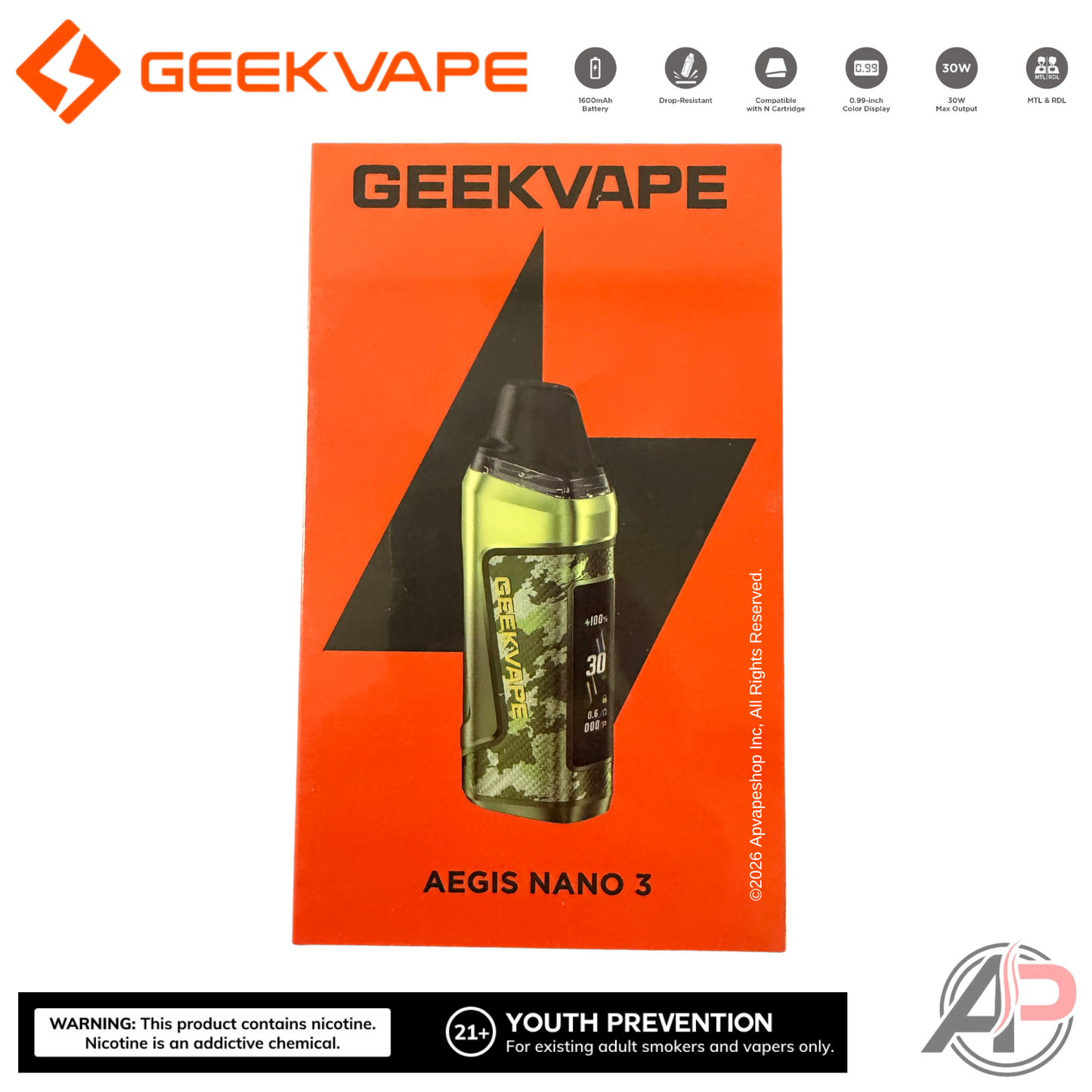 Geek Vape Aegis Nano 3 30w Pod System Starter Kit Device
