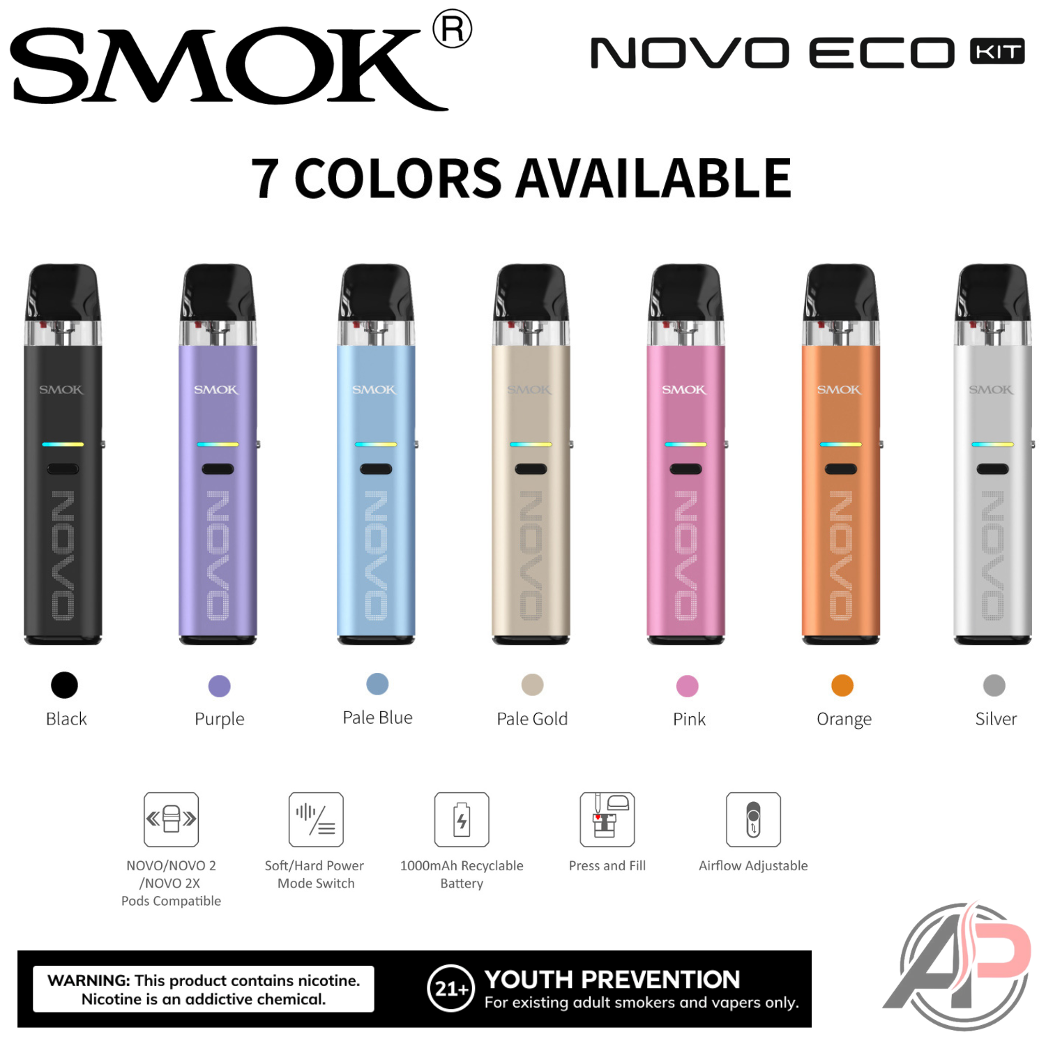 Smok Novo Eco 30w Pod System Starter Kit device Apvs Smok Novo Eco 30w Pod System Starter Kit device Apvs