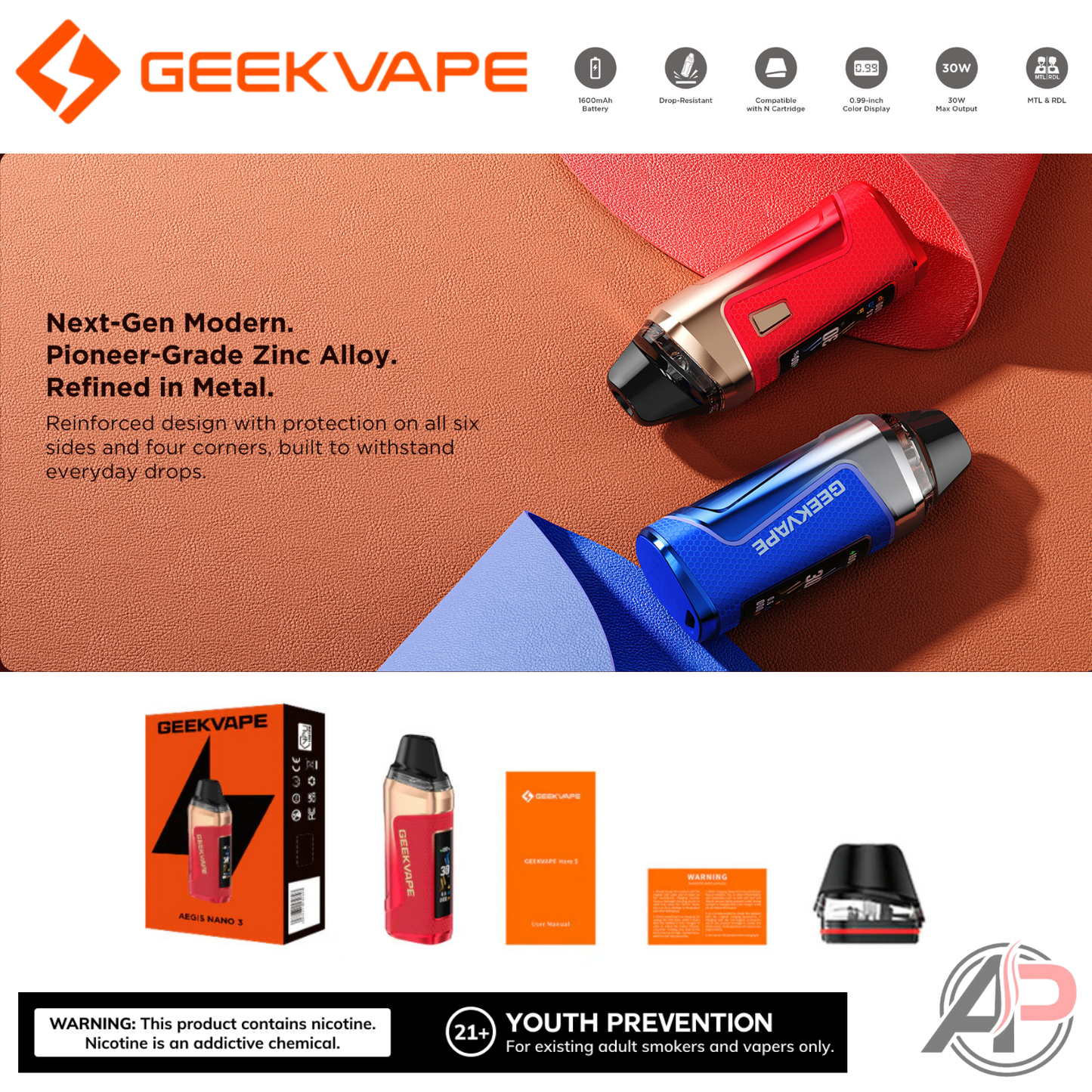 Geek Vape Aegis Nano 3 30w Pod System Starter Kit Device