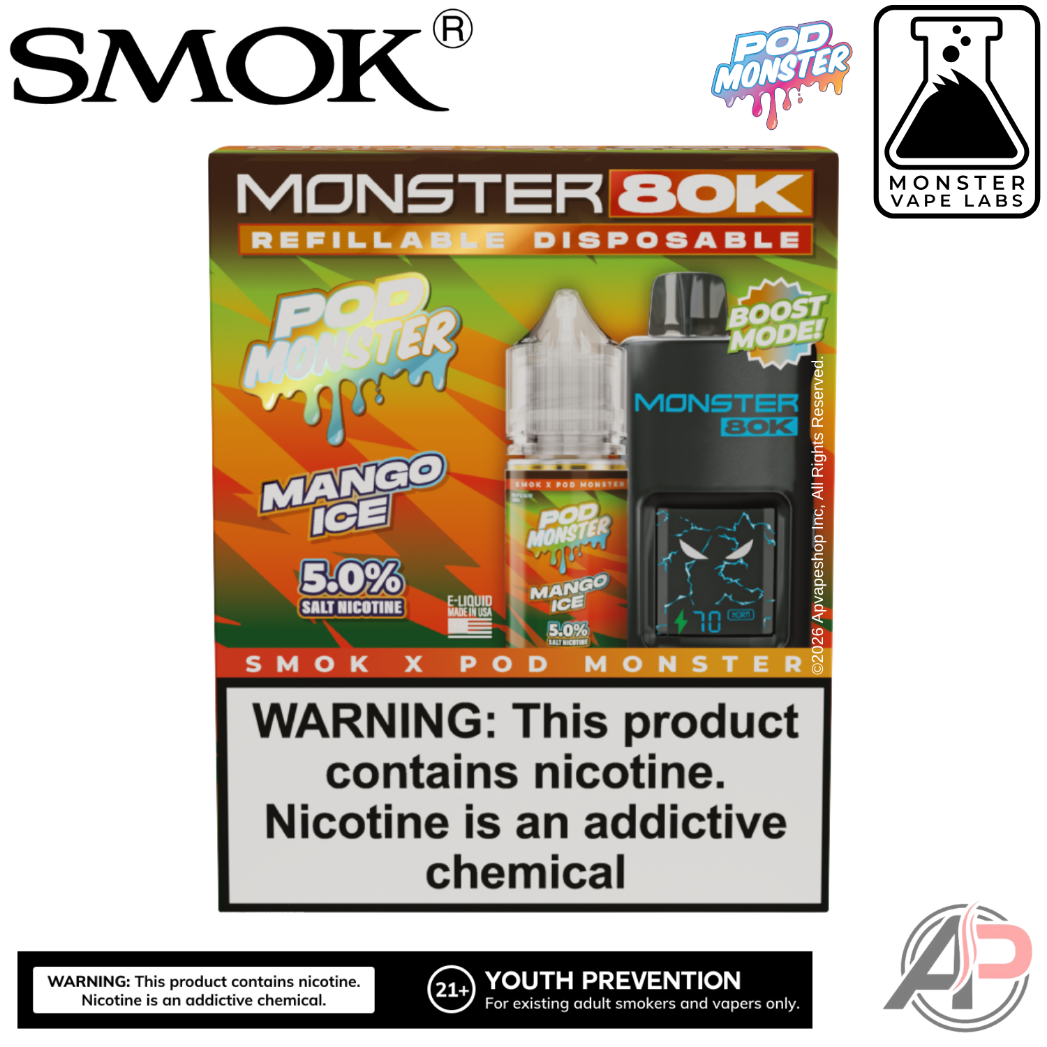Smok Monster 80k Puffs Refillable Disposable Vape Device