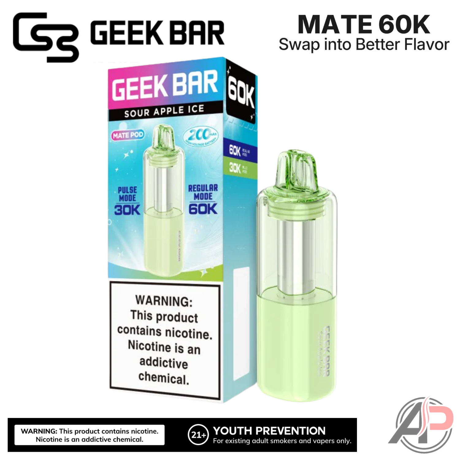 Geek Bar Mate 60,000 Puffs Disposable Vape Device Kit Apvs Geek Bar Mate 60,000 Puffs Disposable Vape Device Kit Apvs