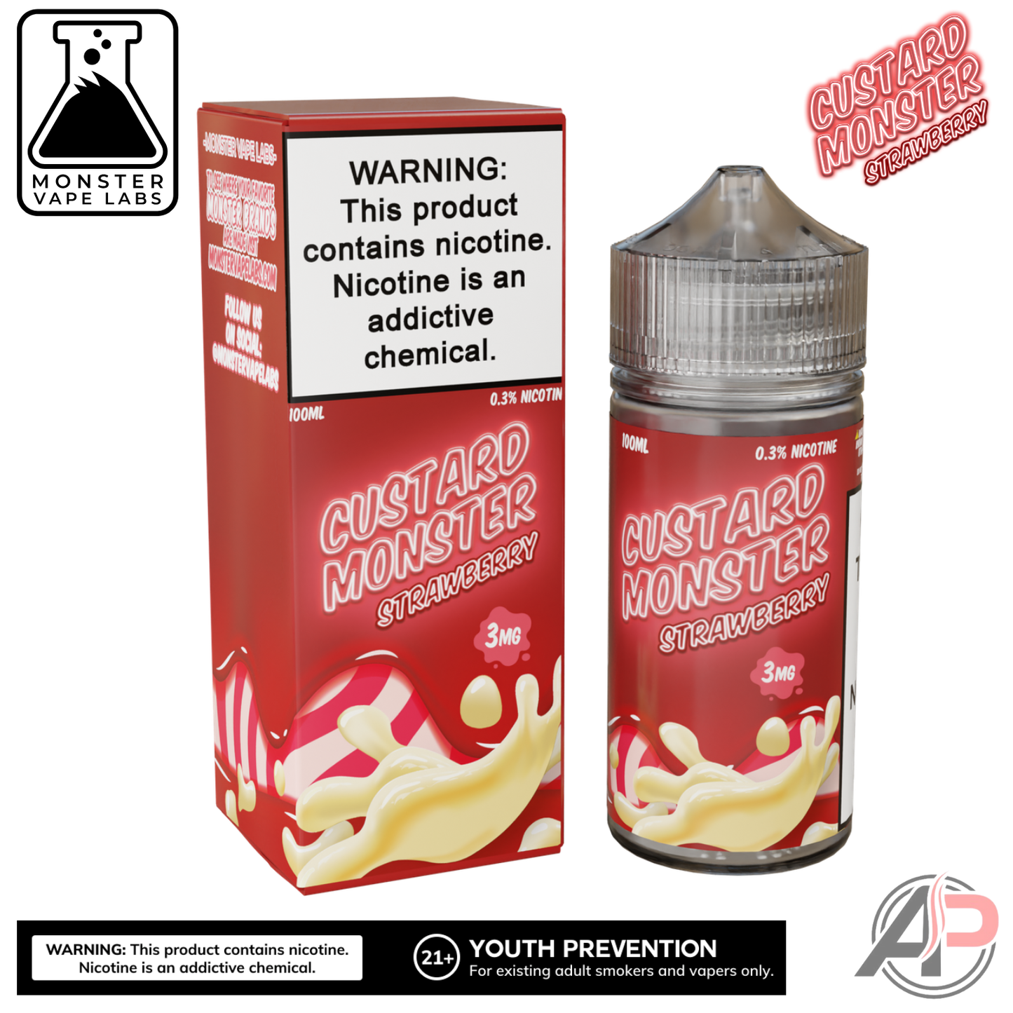 Strawberry E-Liquid By Custard Monster Vape Labs 100mL