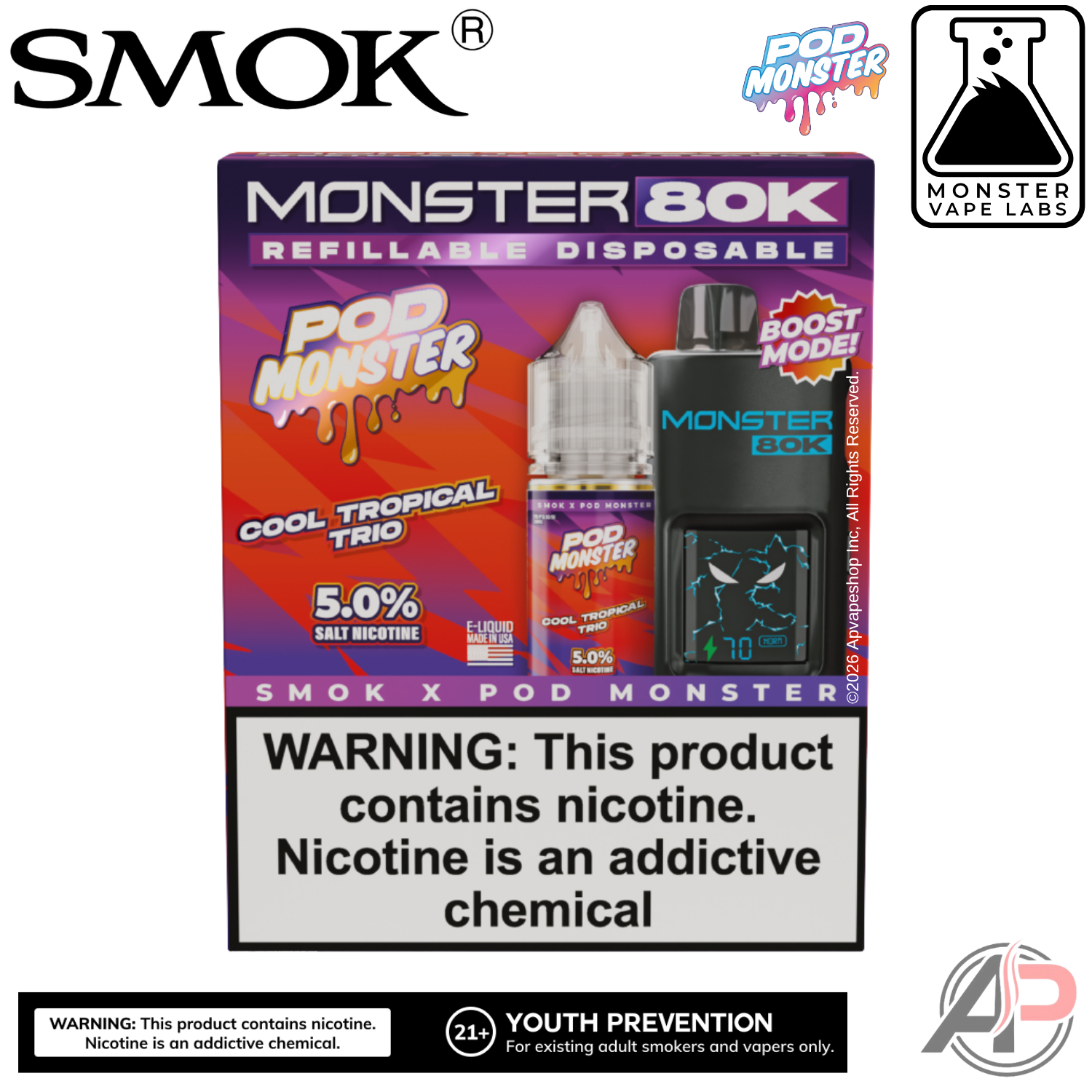 Smok Monster 80k Puffs Refillable Disposable Vape Device