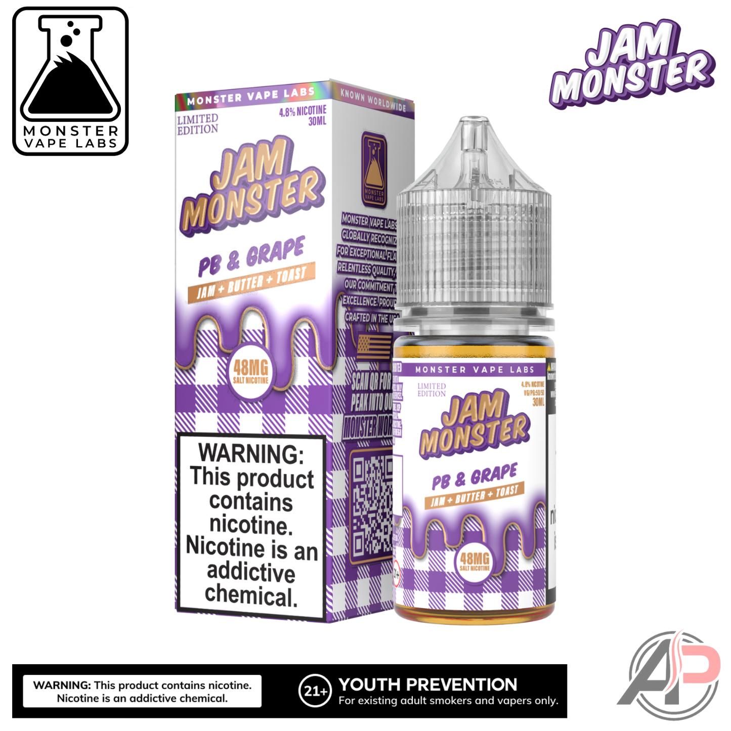 PB & Grape E-Liquid By Jam Monster Vape Labs 100mL