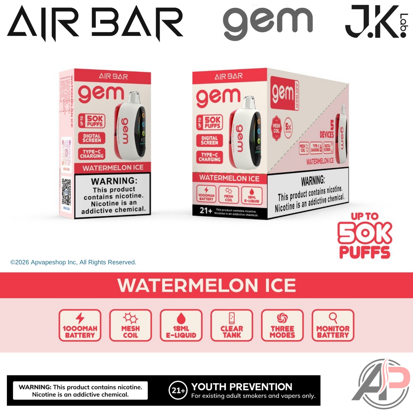 Air Bar Gem 50k Puffs Disposable Vape Device