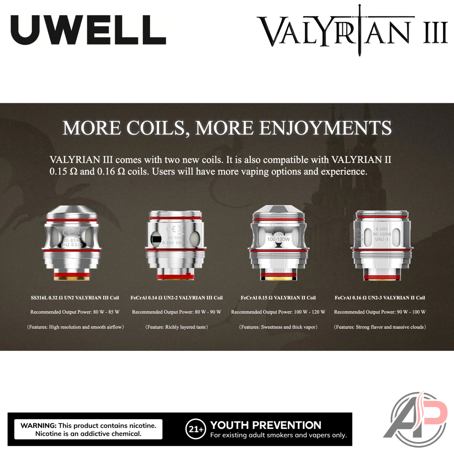Uwell Valyrian 3 200W Box Mod Starter Kit Device