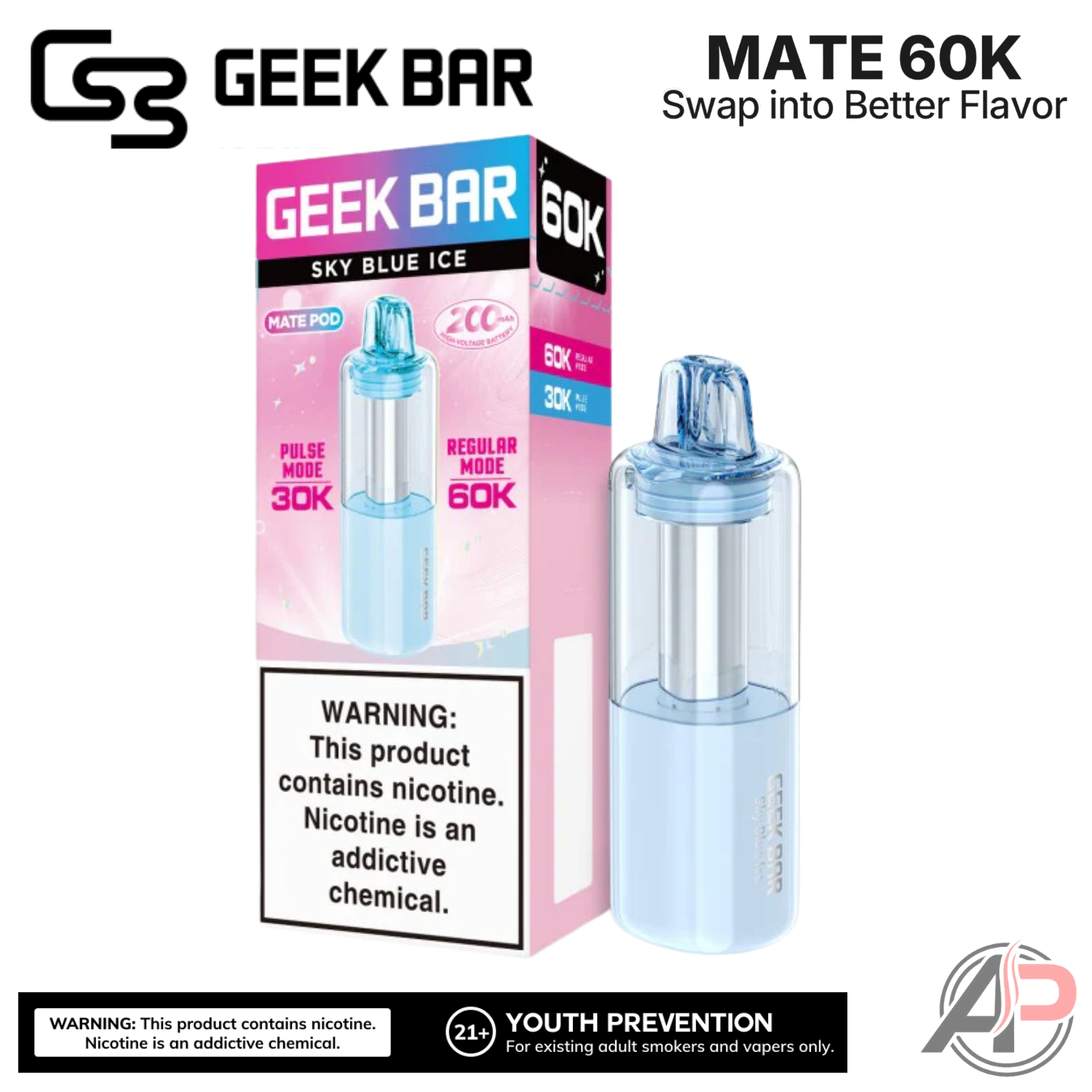 Geek Bar Mate 60,000 Puffs Disposable Vape Device Kit Apvs Geek Bar Mate 60,000 Puffs Disposable Vape Device Kit Apvs