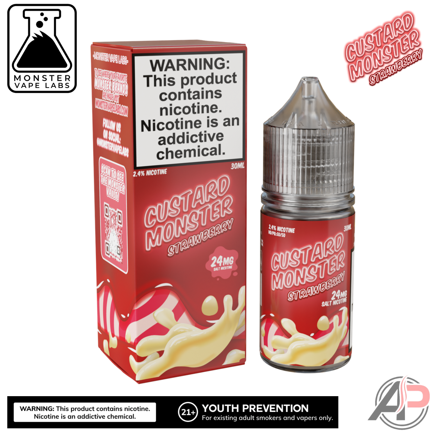 Strawberry E-Liquid By Custard Monster Vape Labs 100mL
