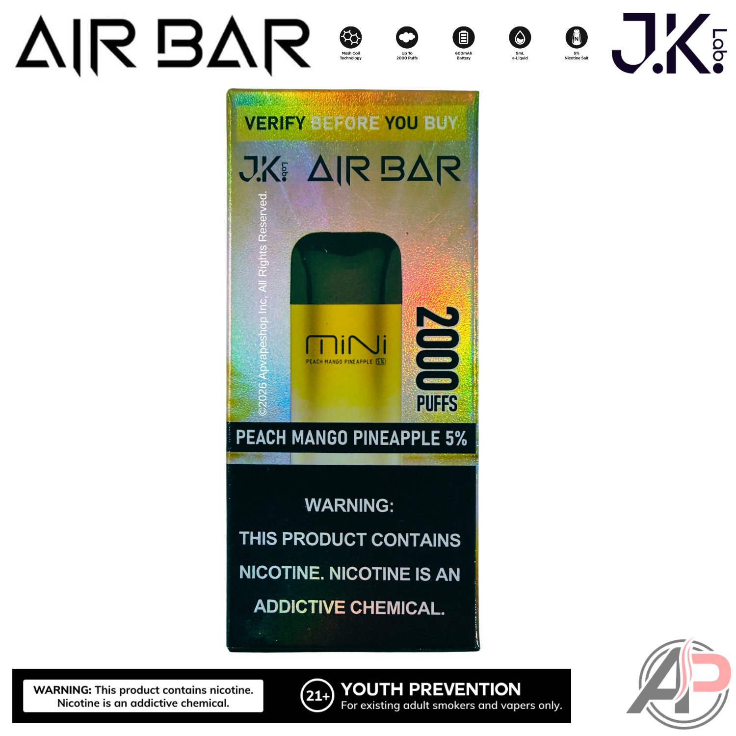 Air Bar Mini 2000 Puffs Disposable Vape Device