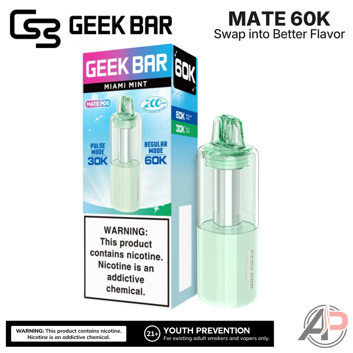 Geek Bar Mate 60,000 Puffs Disposable Vape Device Kit Apvs Geek Bar Mate 60,000 Puffs Disposable Vape Device Kit Apvs