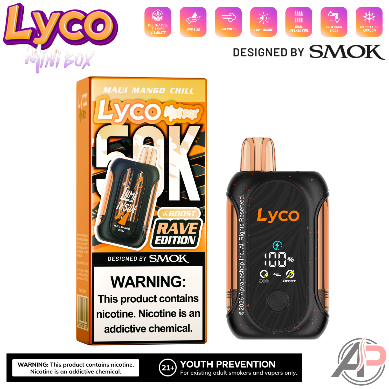 Lyco Mini Box 50,000 Puffs Disposable Vape Device Apvs Lyco Mini Box 50,000 Puffs Disposable Vape Device Apvs