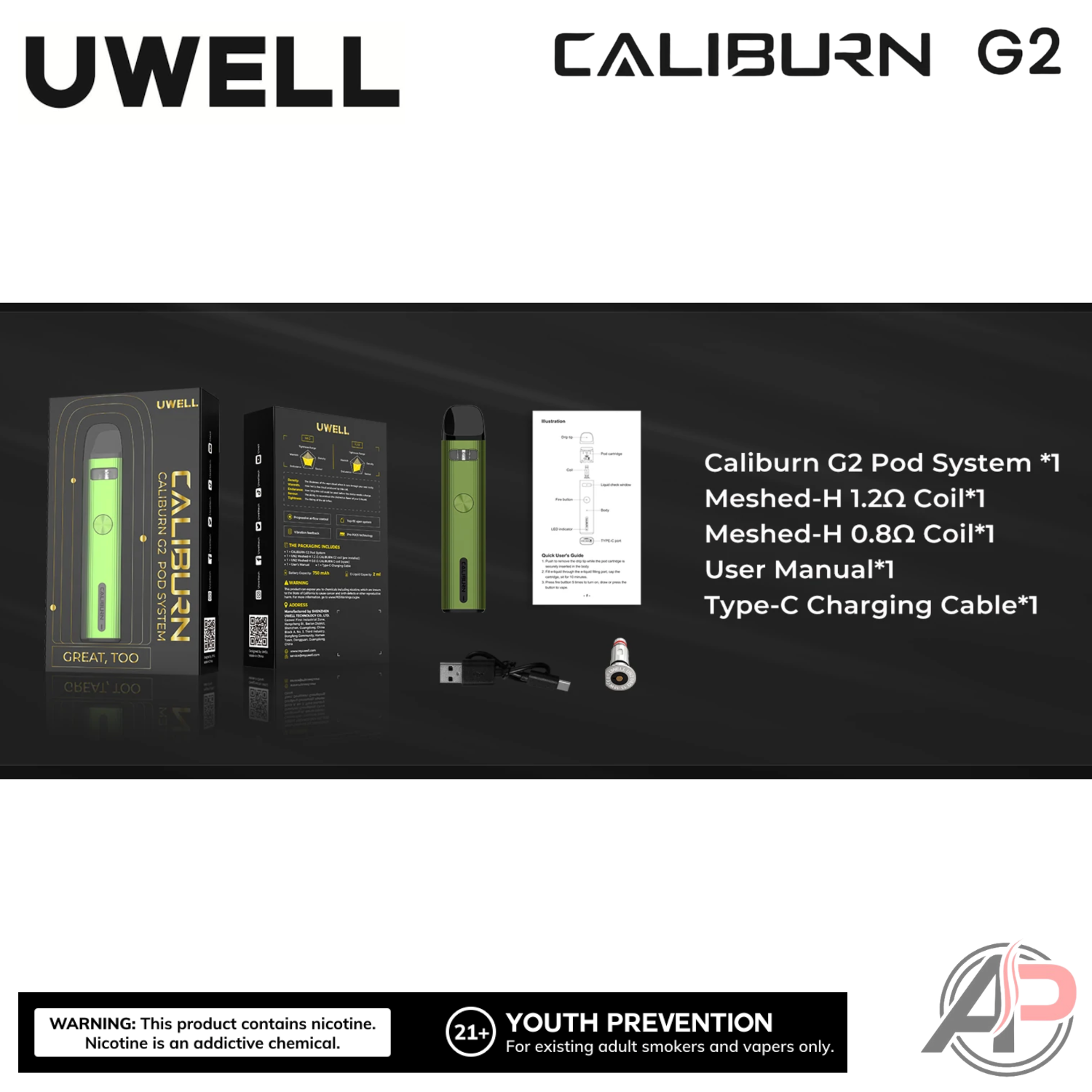 Uwell Caliburn G2 18w Vape Pod System Starter Kit Device Apvs Uwell Caliburn G2 18w Vape Pod System Starter Kit Device Apvs