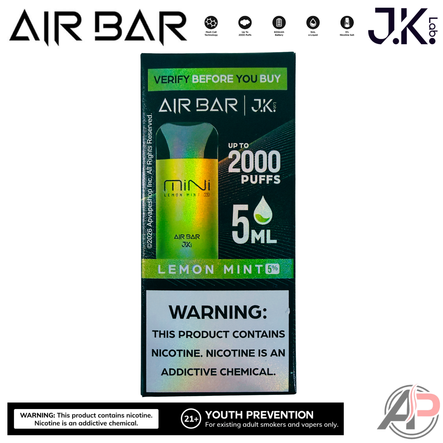 Air Bar Mini 2000 Puffs Disposable Vape Device